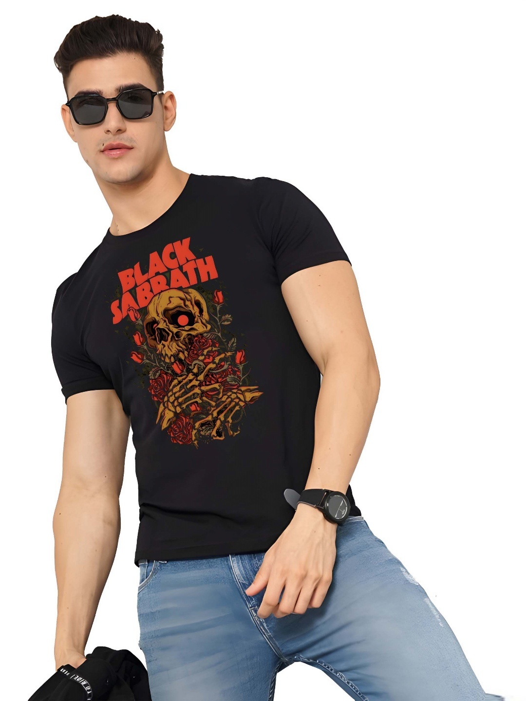

Moda Rapido Men Typography Printed Round Neck Cotton Slim Fit T-shirt, Black