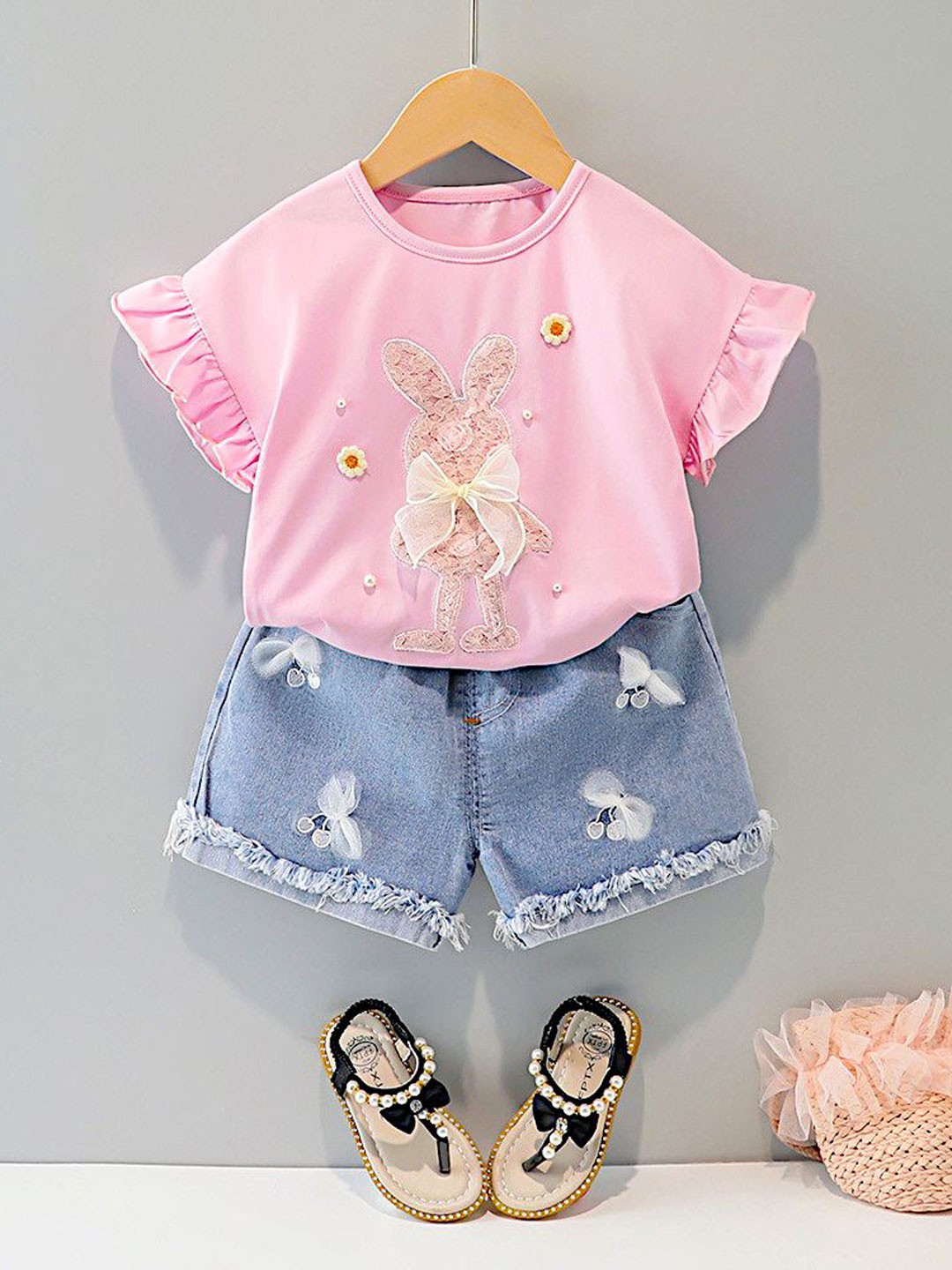 

BAESD Girls Printed Top with Shorts, Purple