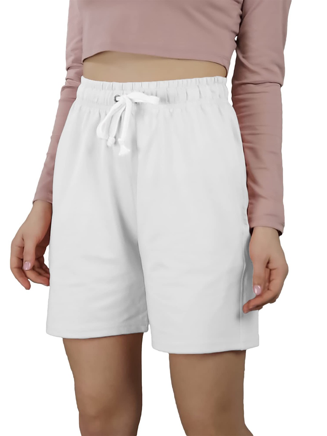 

NOTWILD Women Printed Low-Rise Shorts, White