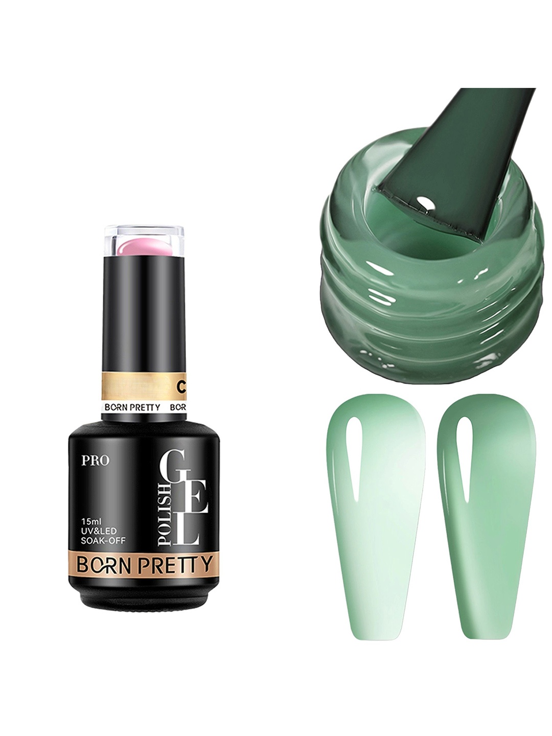 

BORN PRETTY UV & LED Soak Off Long Lasting Gel Nail Polish - 15 ml - C137, Green