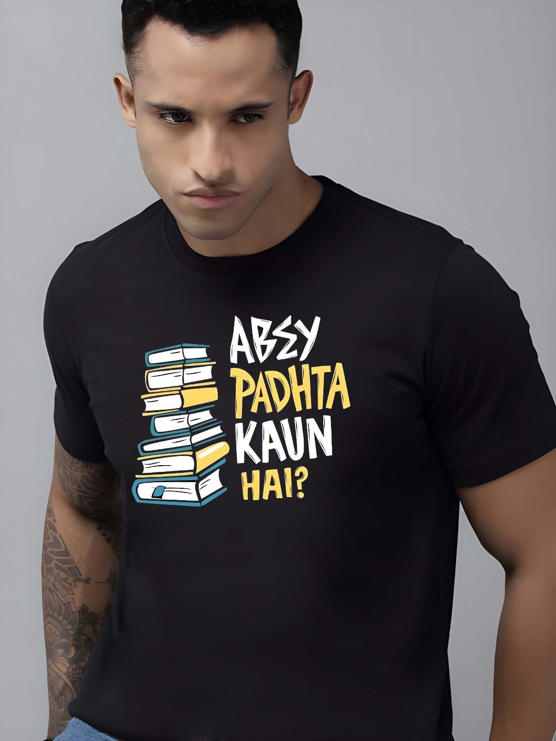 

Moda Rapido Men Pure Cotton T-shirt, Black