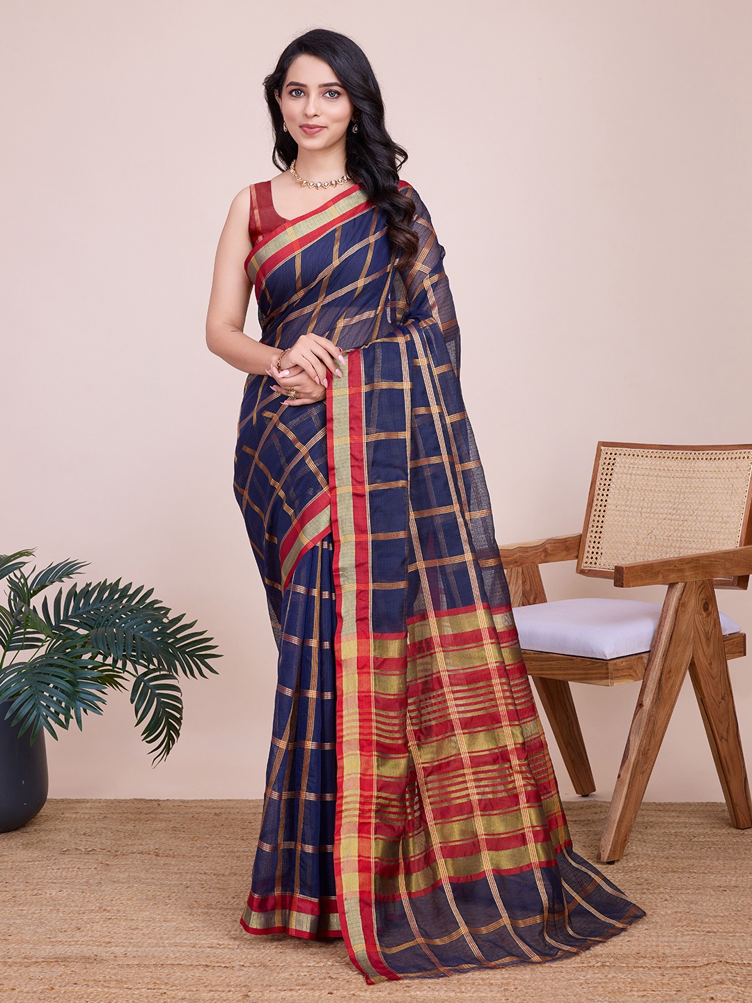 

bansari textiles Woven Design Zari Banarasi Saree, Blue