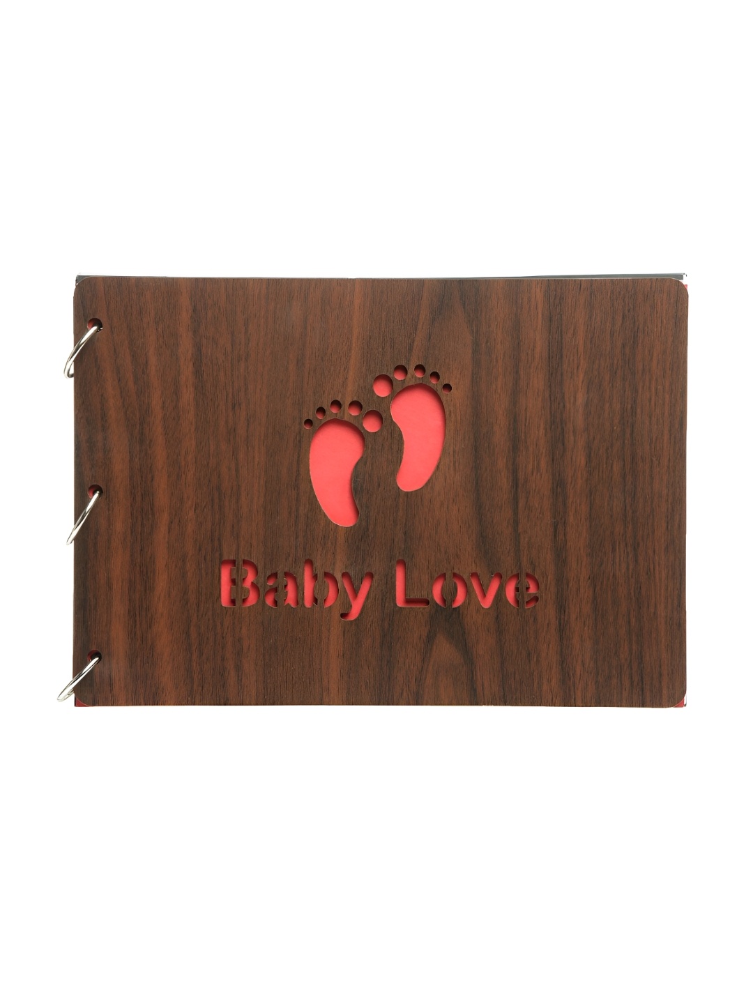 

SEHAZ ARTWORKS Brown & Pink Baby Love Printed Wooden Scrapbook Photo Album