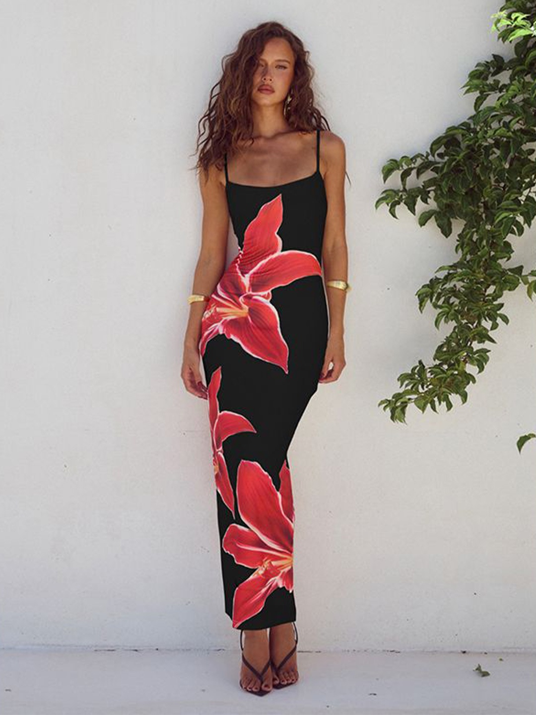 

StyleCast x Revolte Print Bodycon Maxi Dress, Black