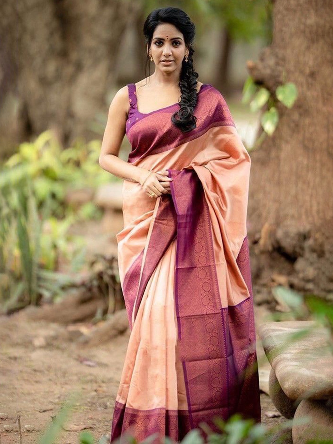 

bansari textiles Woven Design Zari Banarasi Saree, Beige