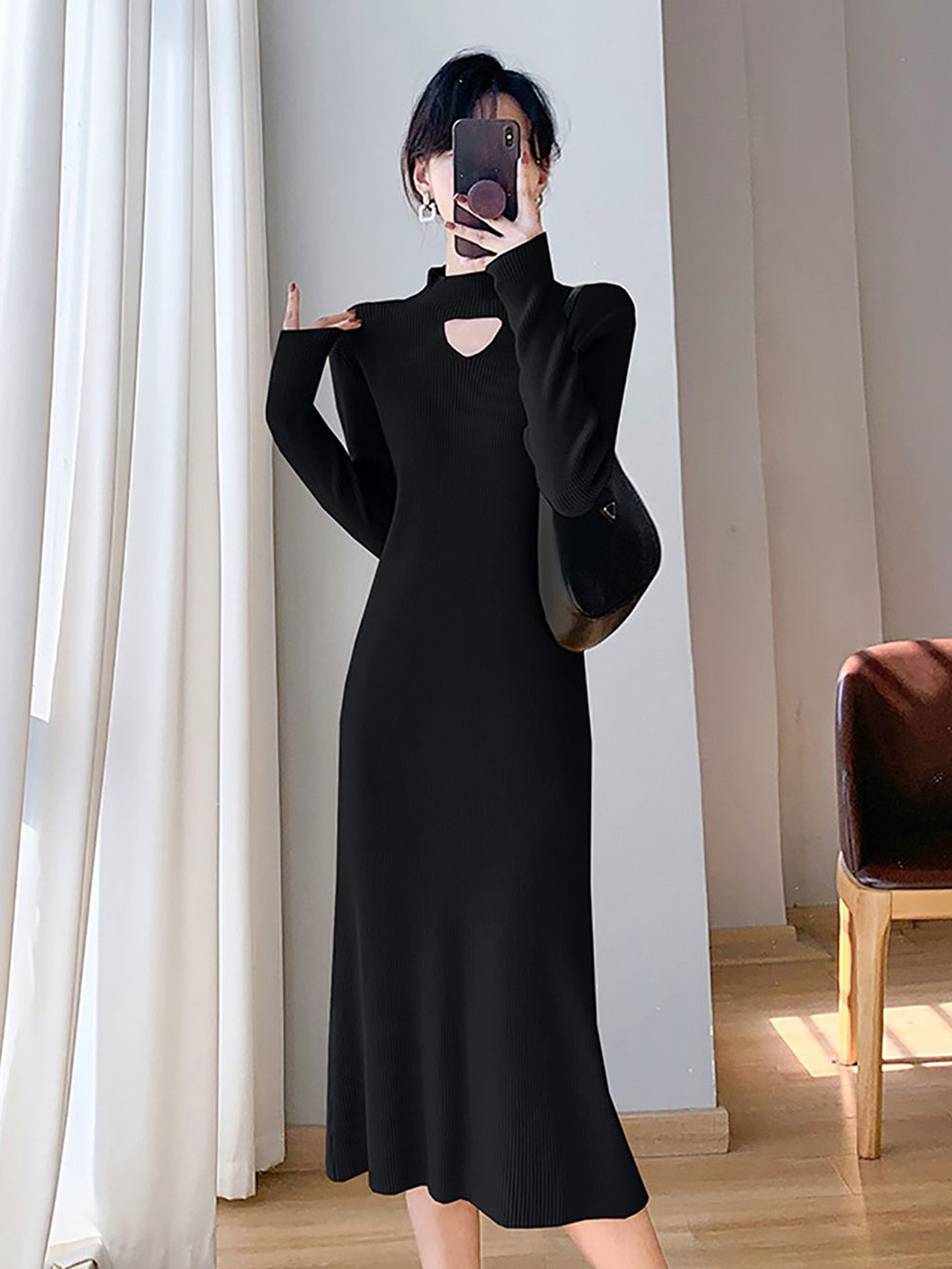 

StyleCast x Revolte Women Scuba Maxi Midi Dress, Black