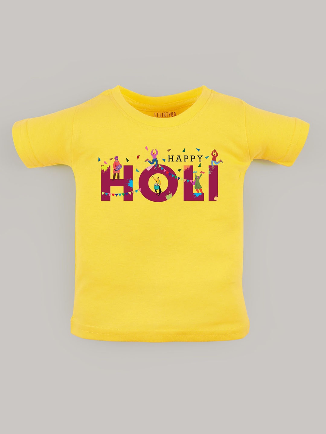 

FFLIRTYGO Unisex Kids Graphic Printed Round Neck Cotton T-shirt, Yellow