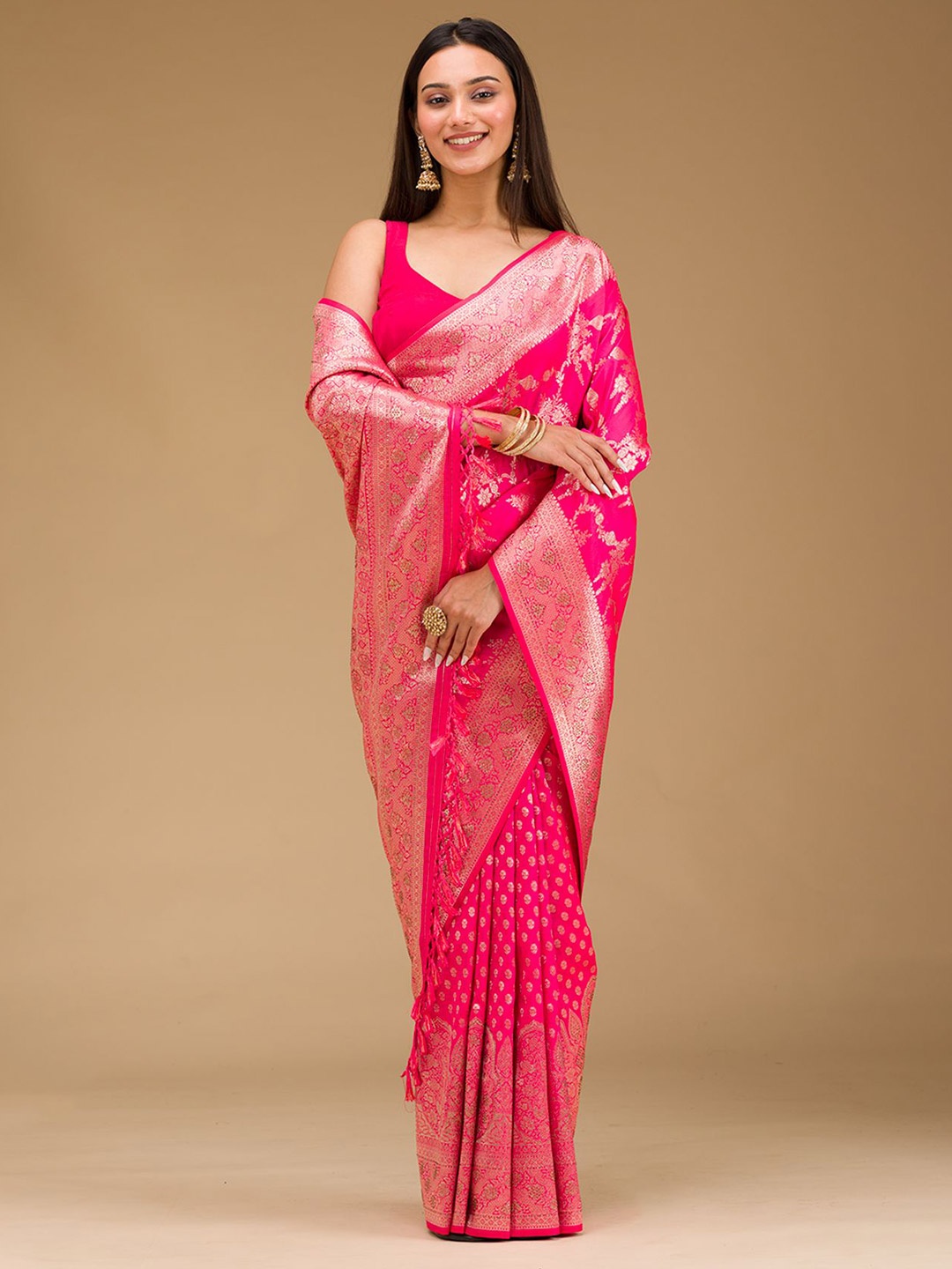

Koskii Woven Design Art Silk Saree, Pink