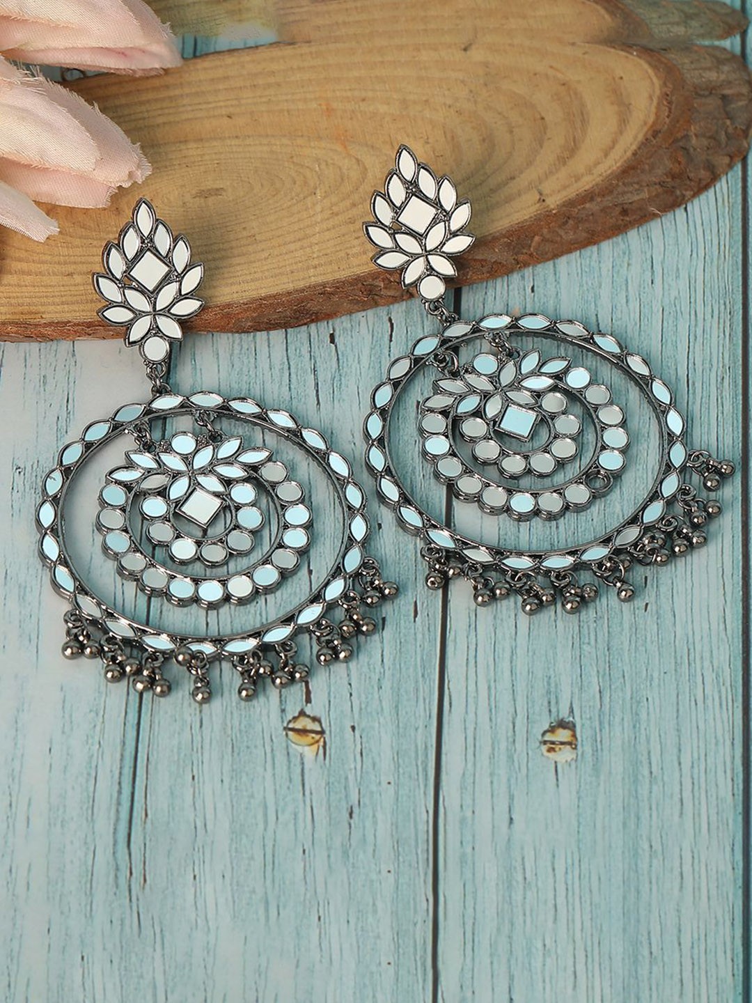 

Anouk Silver-Plated Artificial Beaded Circular Shaped Drop Earrings