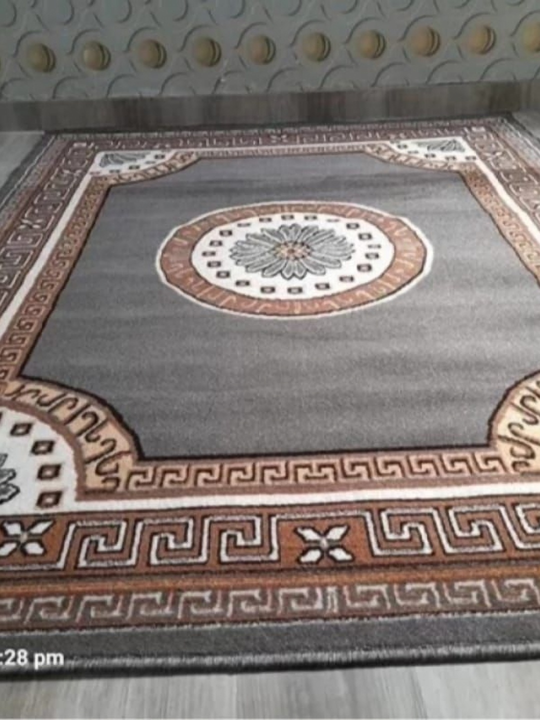

Samjeeda Handloom carpets Grey & White Geometric Printed Anti-Skid Carpet