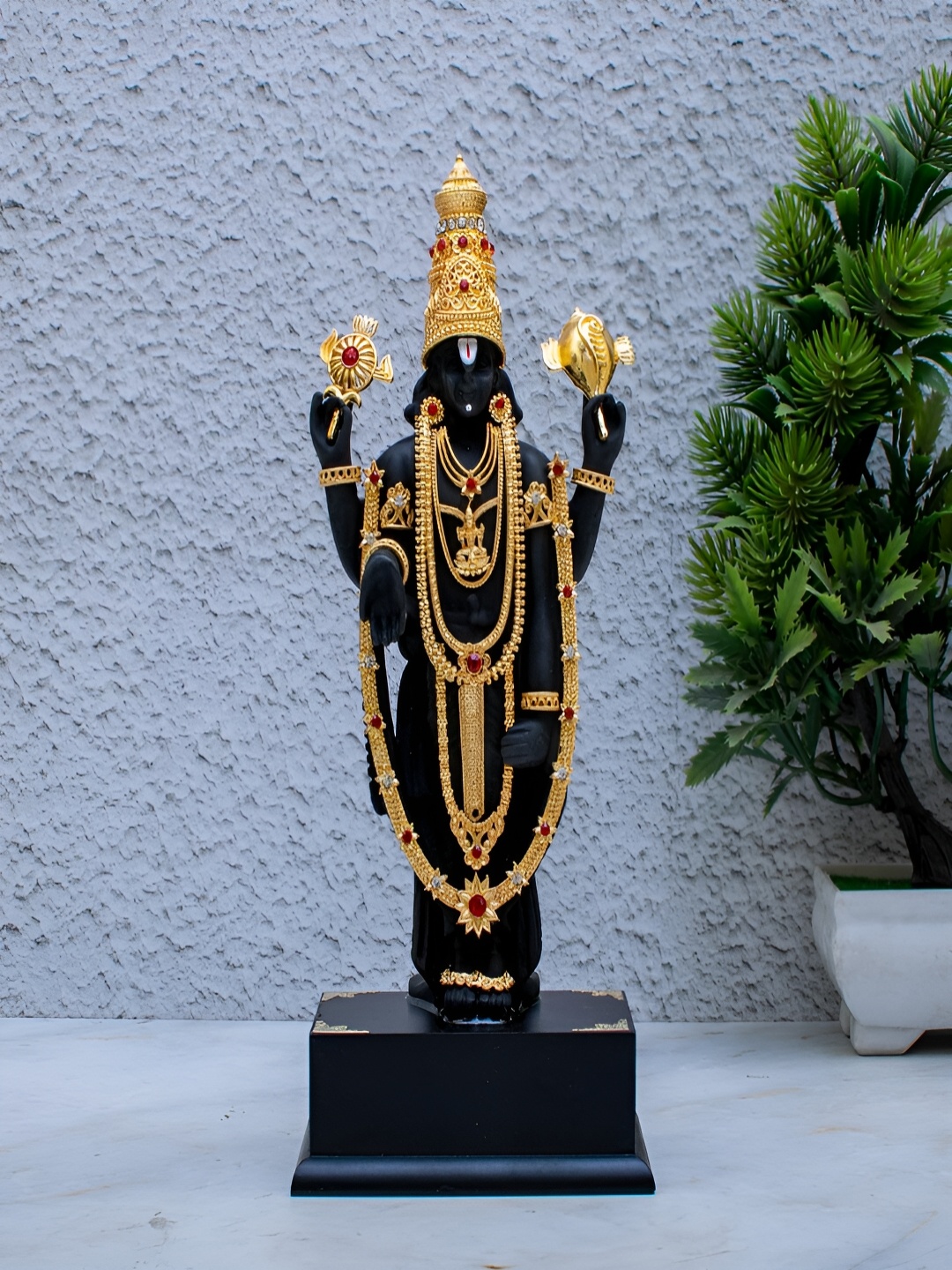 

Craftlayout Gold & Black Tirupati Balaji Murti Religious Idol Showpiece