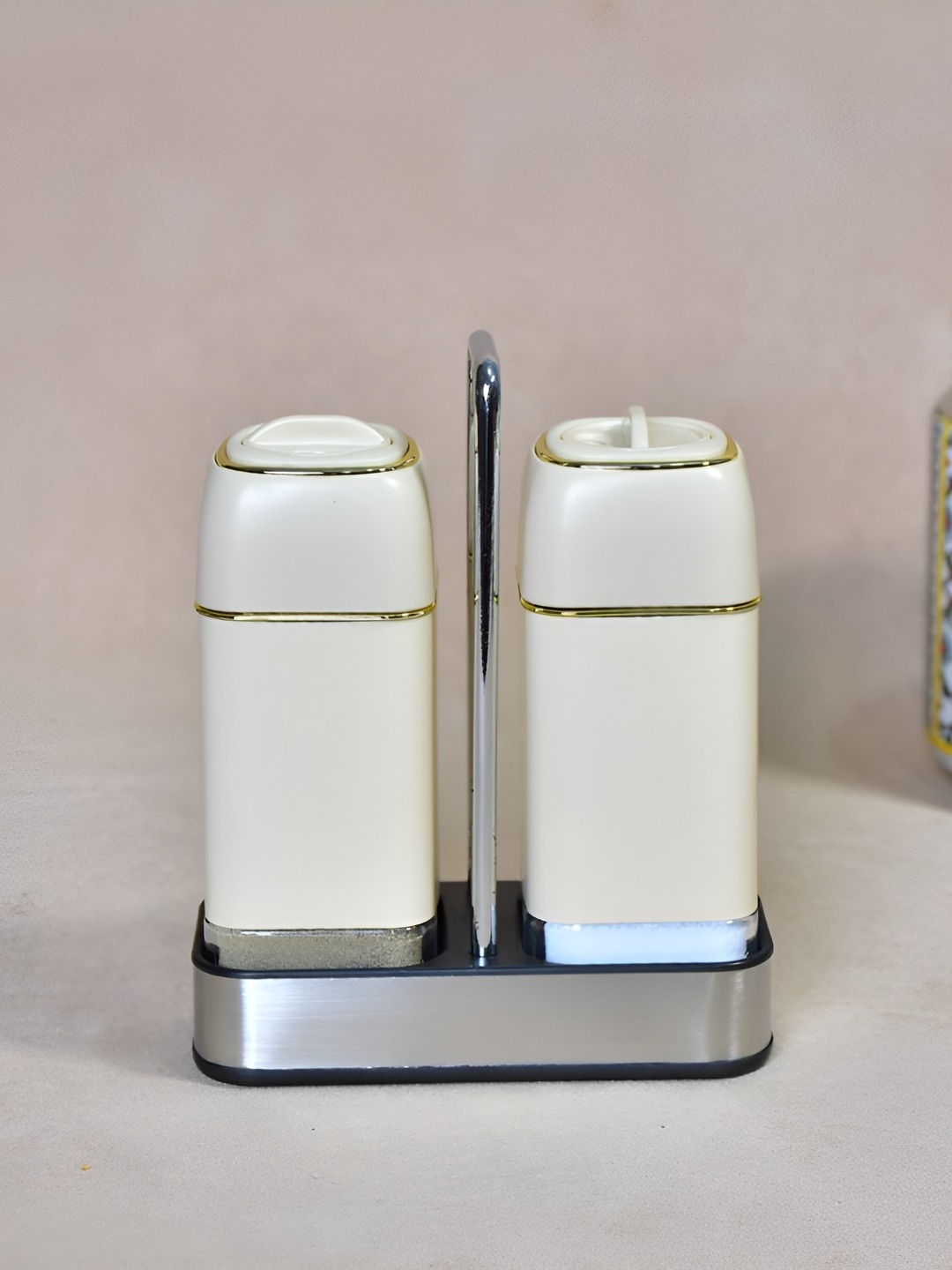 

THE HOME CO. Cream-Coloured Glass Salt and Pepper Shakers