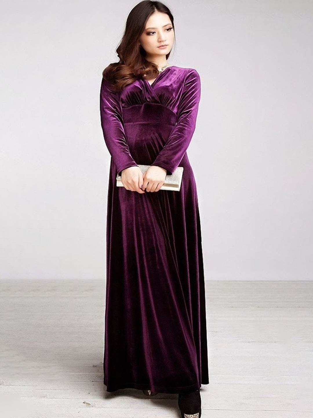

WESTCHIC Velvet Fit & Flare Maxi Dress, Purple