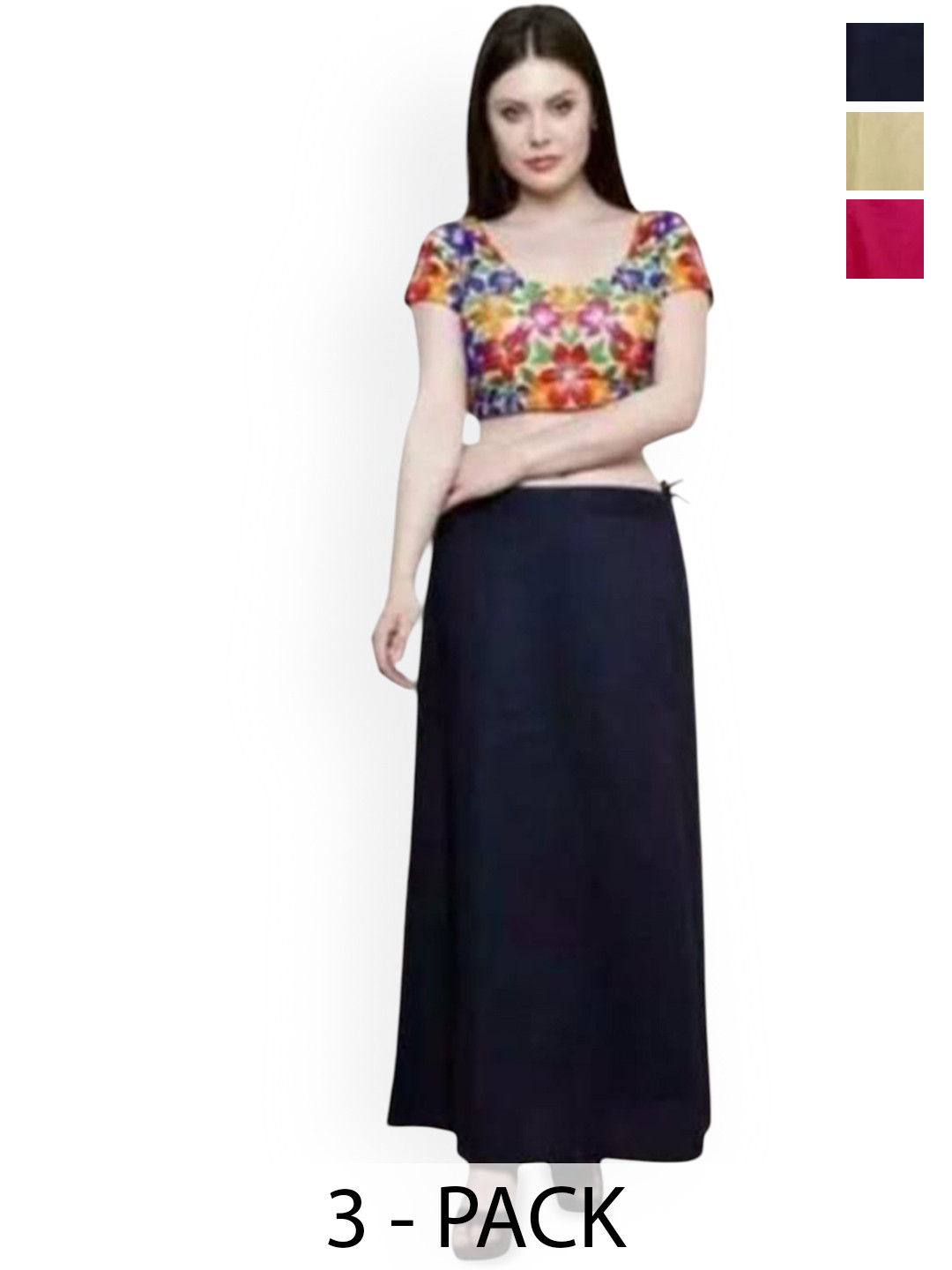 

PR PINK ROYAL Women Pack Of 3 Pure Cotton Saree Shapewear, Beige