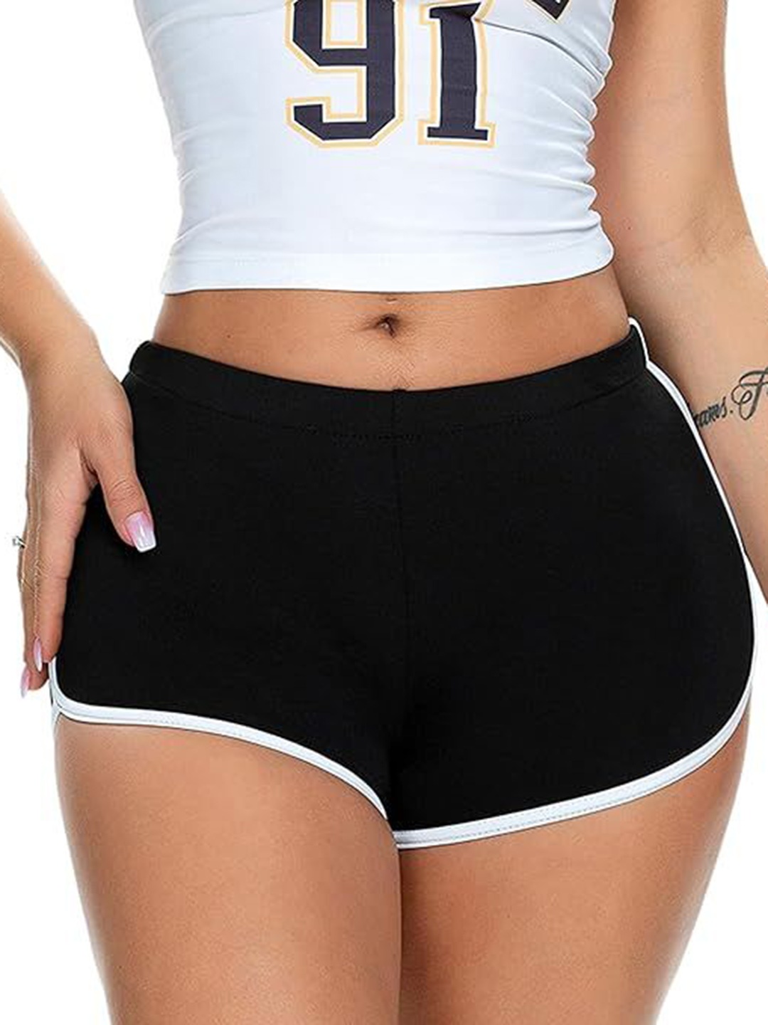 

BRACHY Women High-Rise Training or Gym Sports Shorts, Black