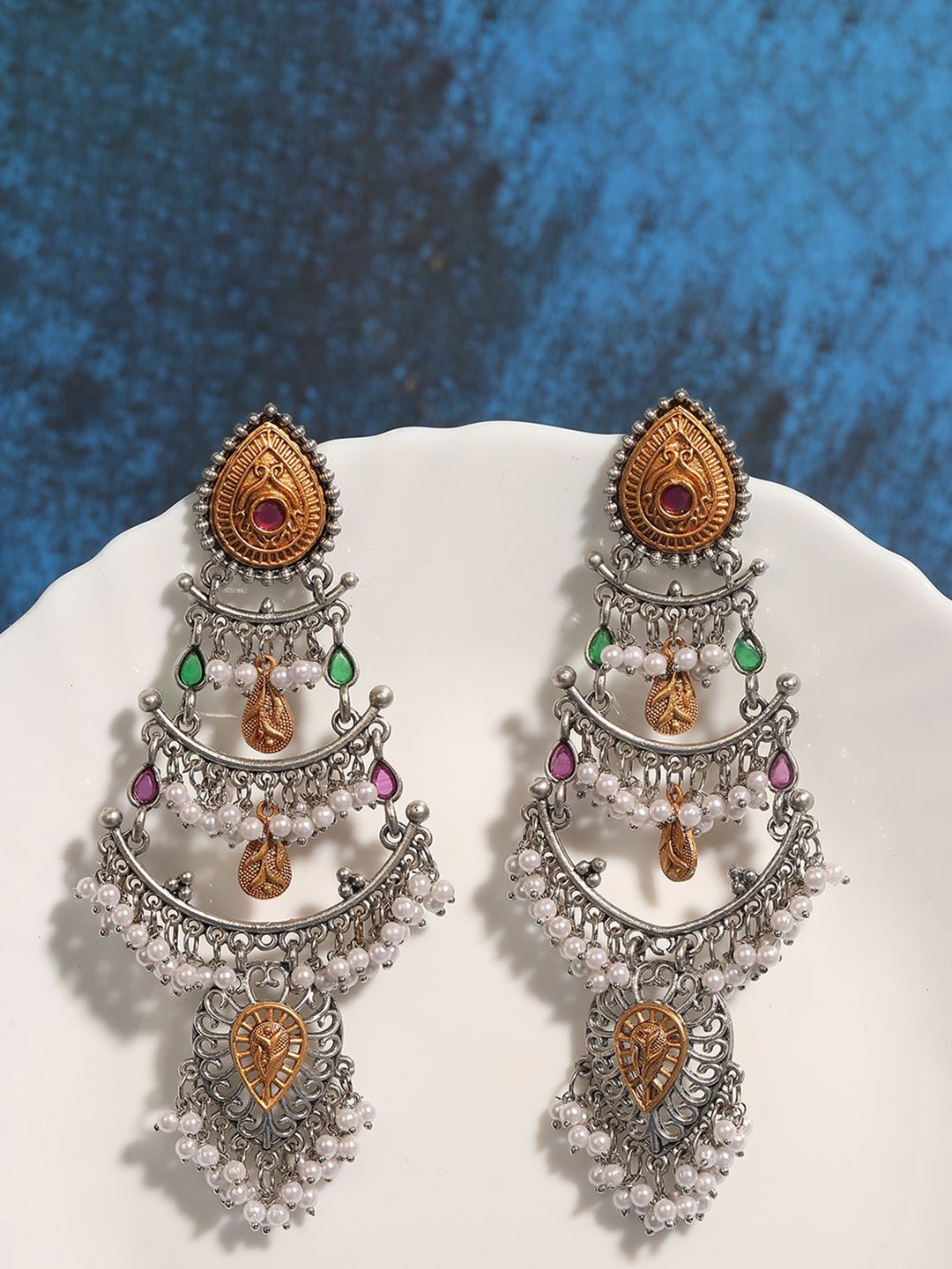 

Anouk Peacock Shaped Drop Earrings, Silver