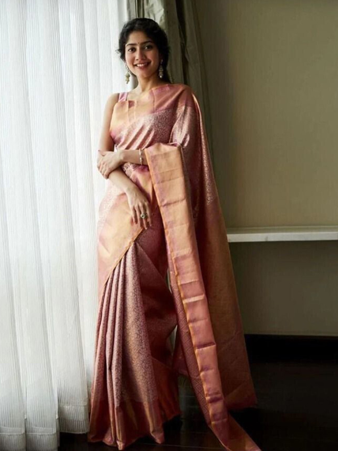 

bansari textiles Woven Design Zari Kanjeevaram Saree, Pink