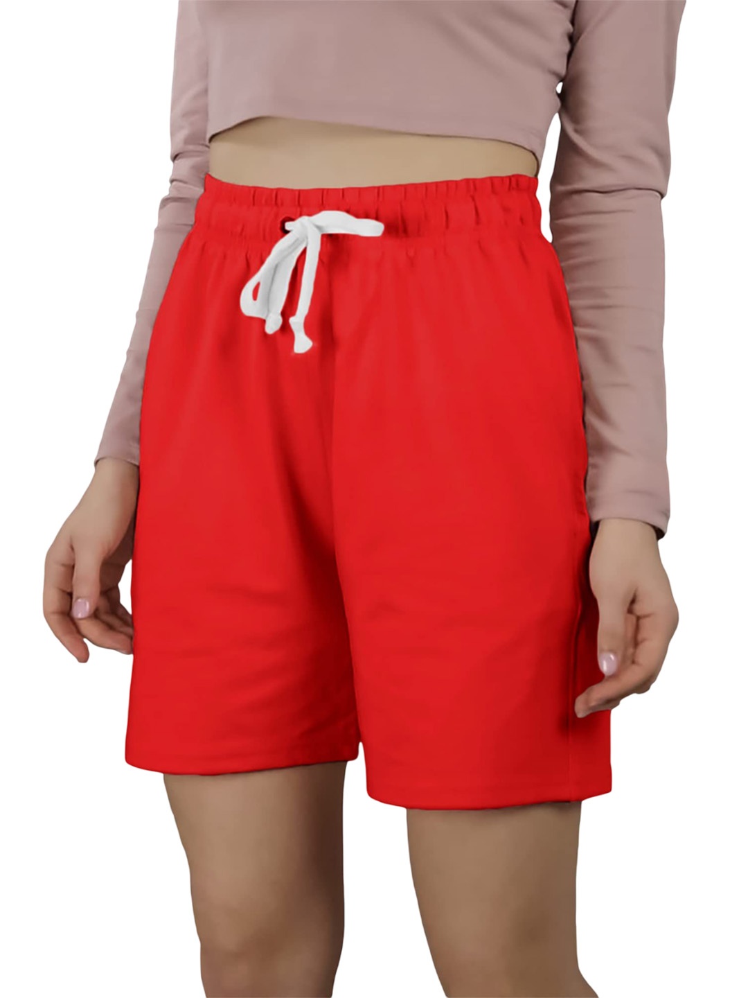 

NOTWILD Women Printed Low-Rise Shorts, Red