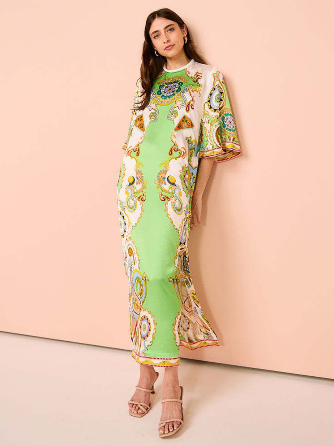 

StyleCast x Revolte Printed A-Line Maxi Dress, Green