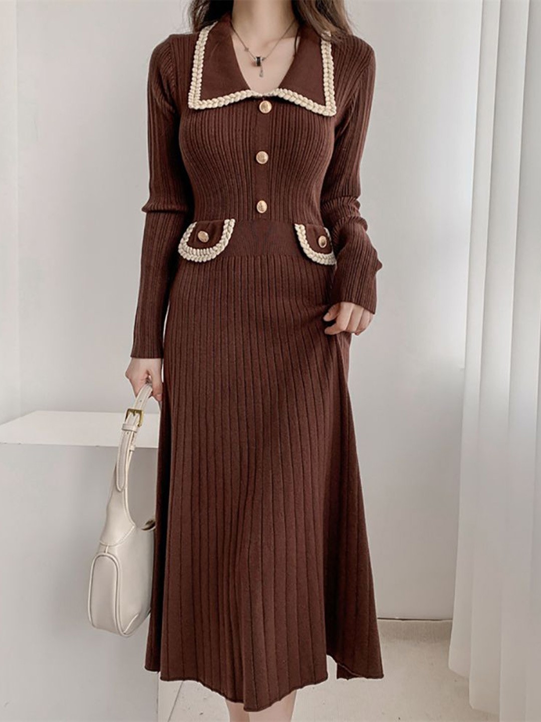 

StyleCast x Revolte Fit & Flare Midi Dress, Brown
