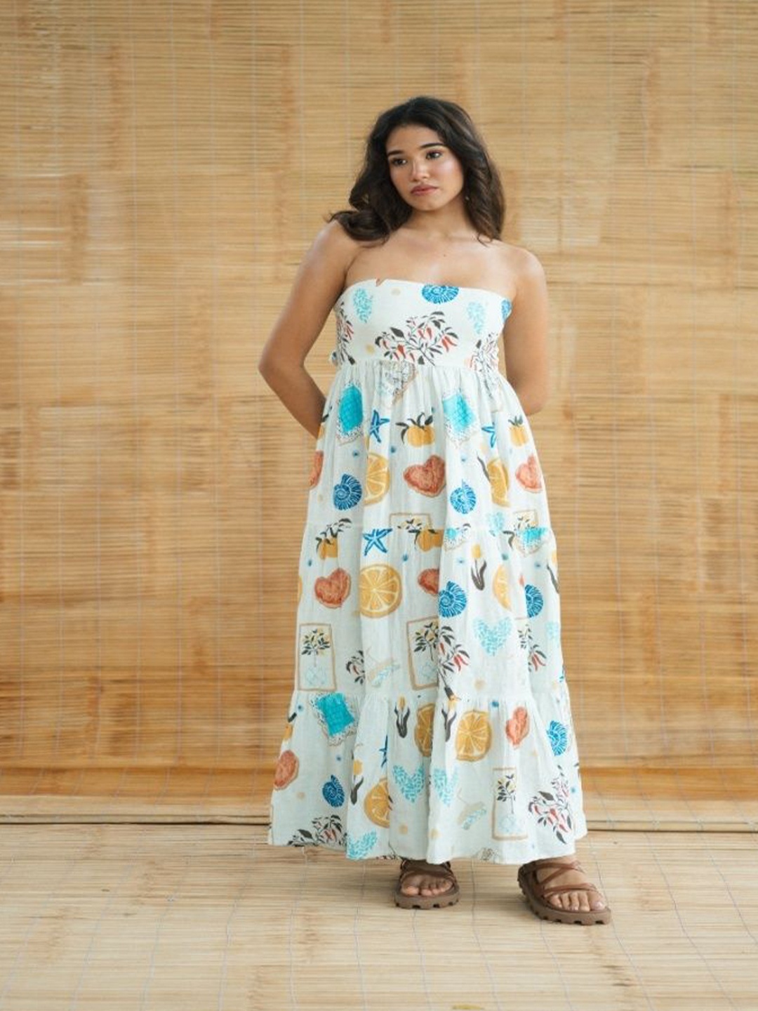 

LABEL SUGAR Women Embroidered Bandeau Maxi Dress, White