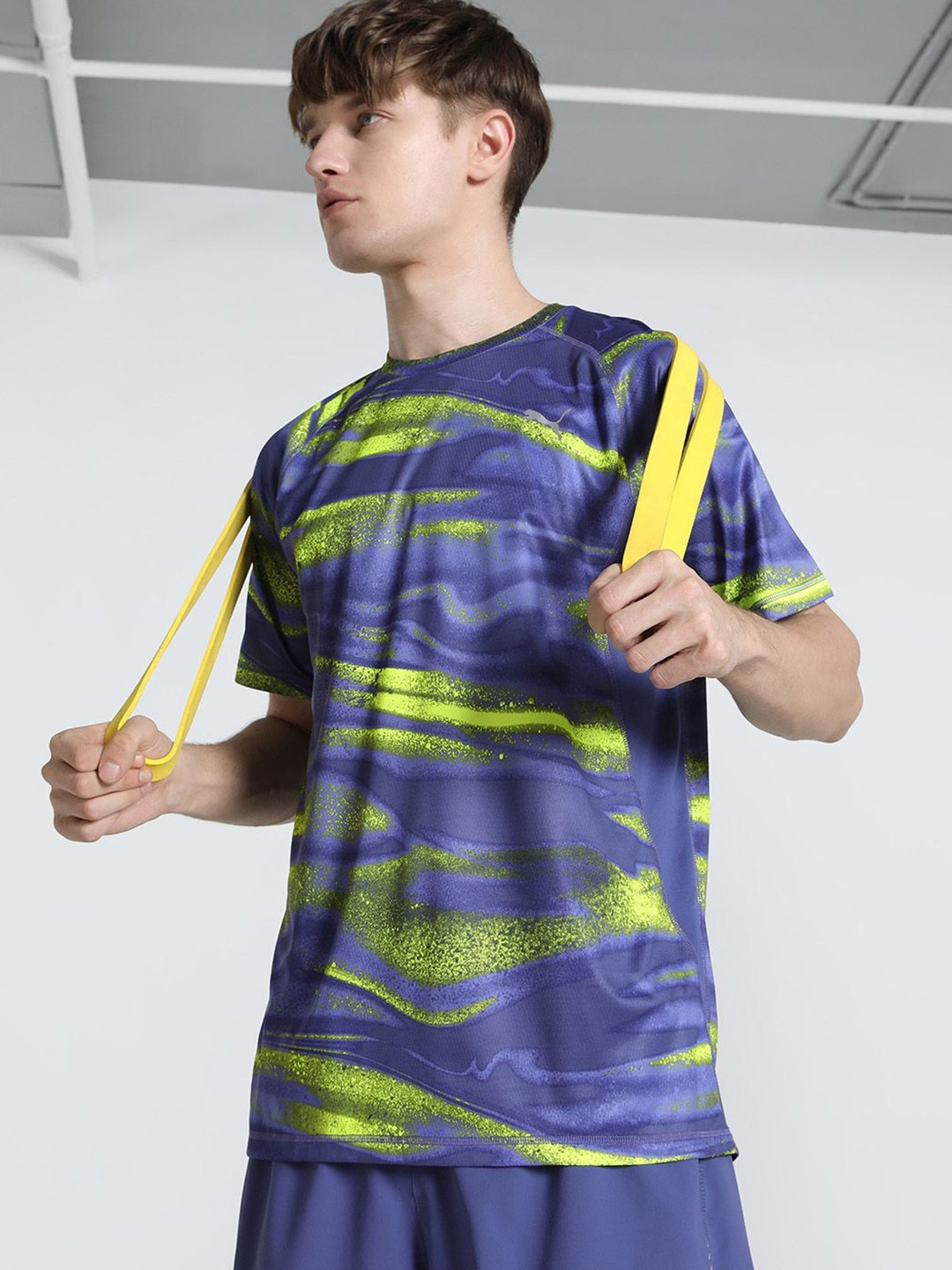 

Puma Men Velocity Printed Short Sleeve Running T-Shirt, Blue
