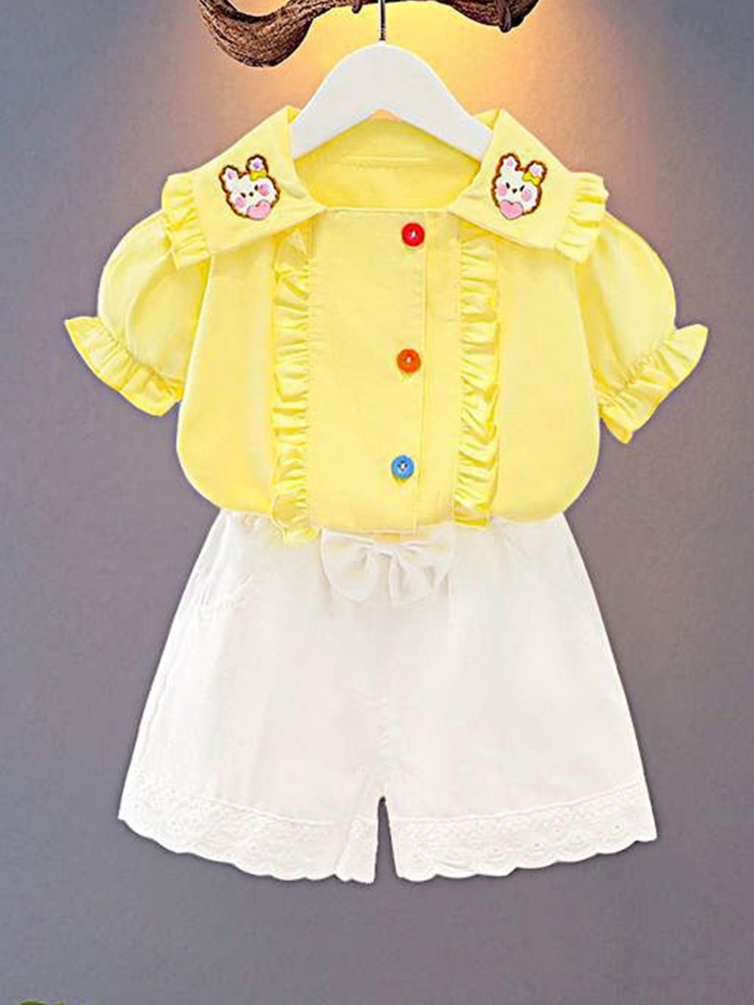 

BAESD Girls Shirt with Shorts, Yellow