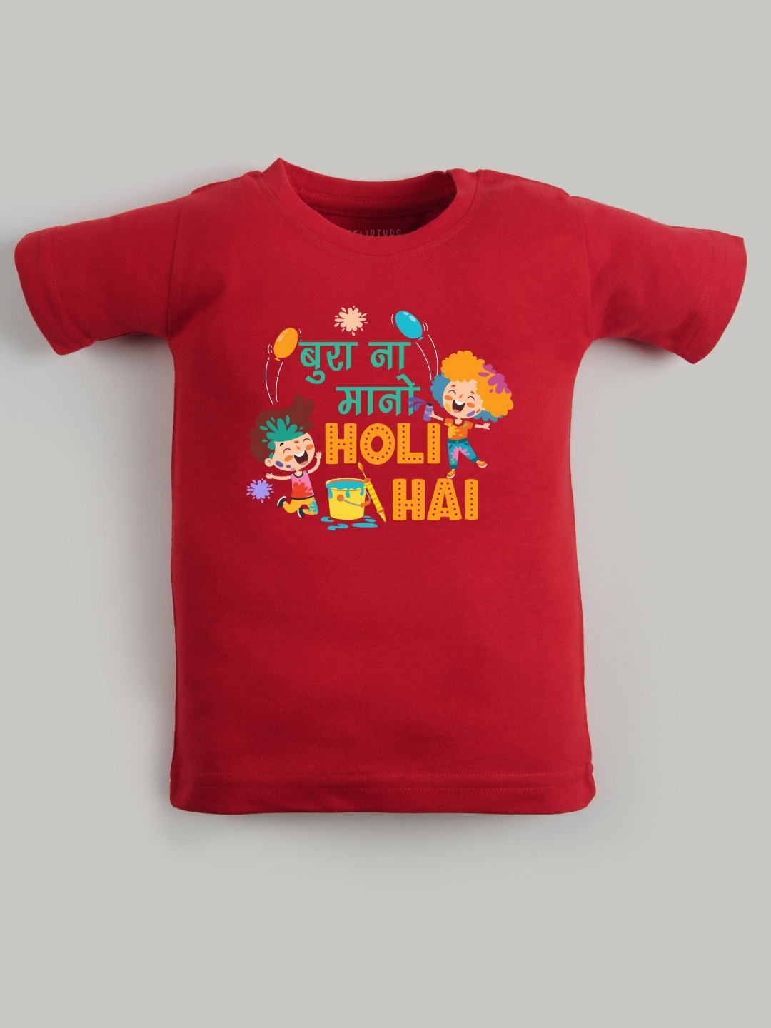 

FFLIRTYGO Unisex Kids Graphic Printed Round Neck Cotton T-shirt, Red