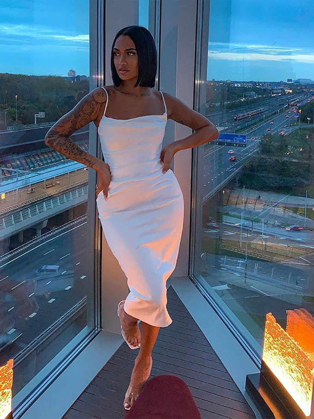

StyleCast x Revolte Fit & Flare Midi Dress, White