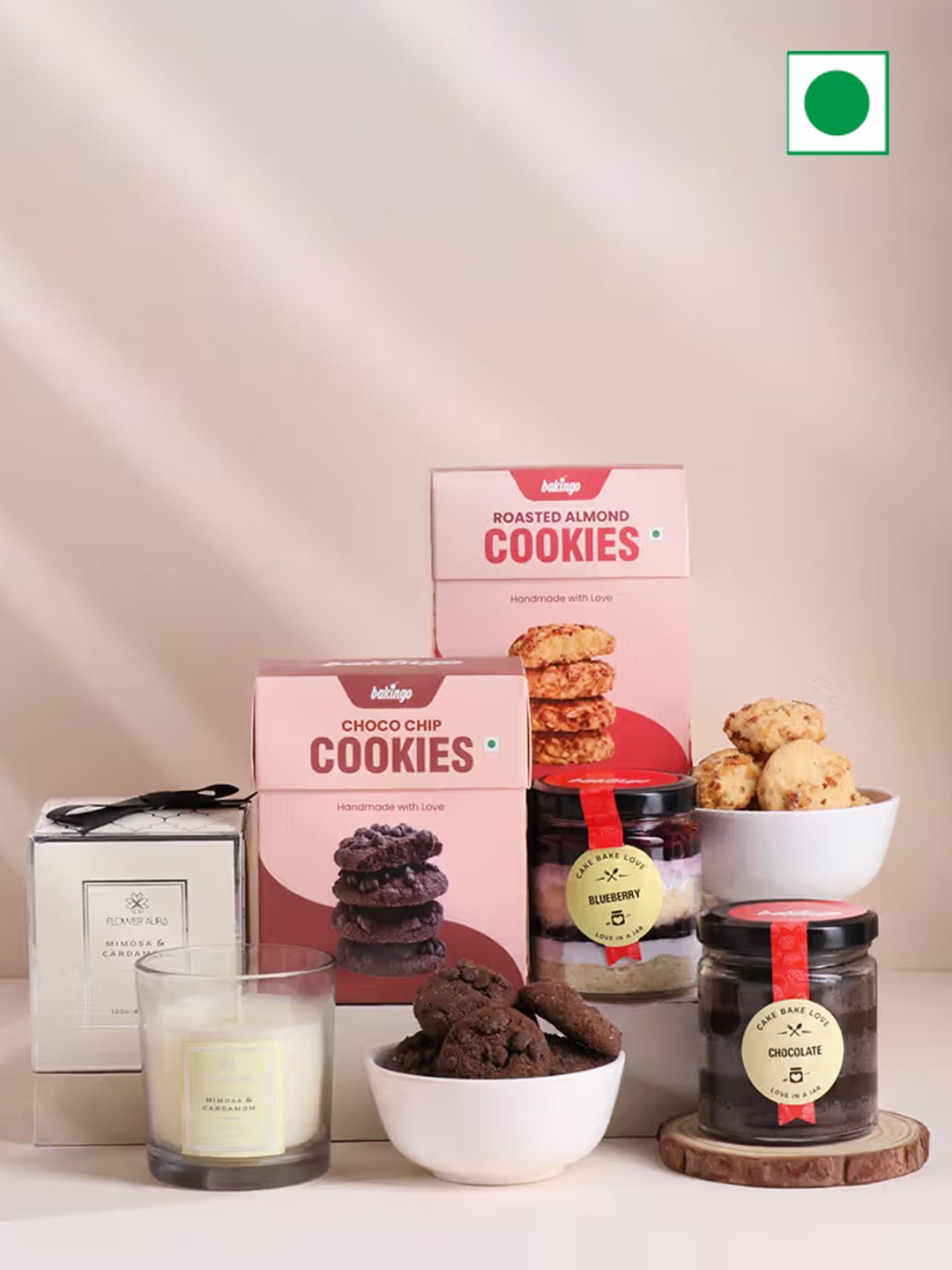 

Floweraura 5Pcs Candle Cookies & Jar Cakes In Box Gifts Set, White