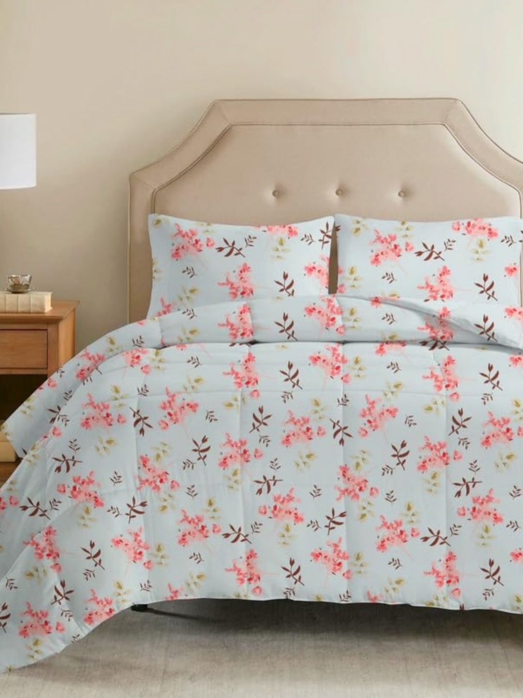 

VAS COLLECTIONS Blue Floral Printed Microfiber Heavy Winter 210 GSM Double Bed Comforter