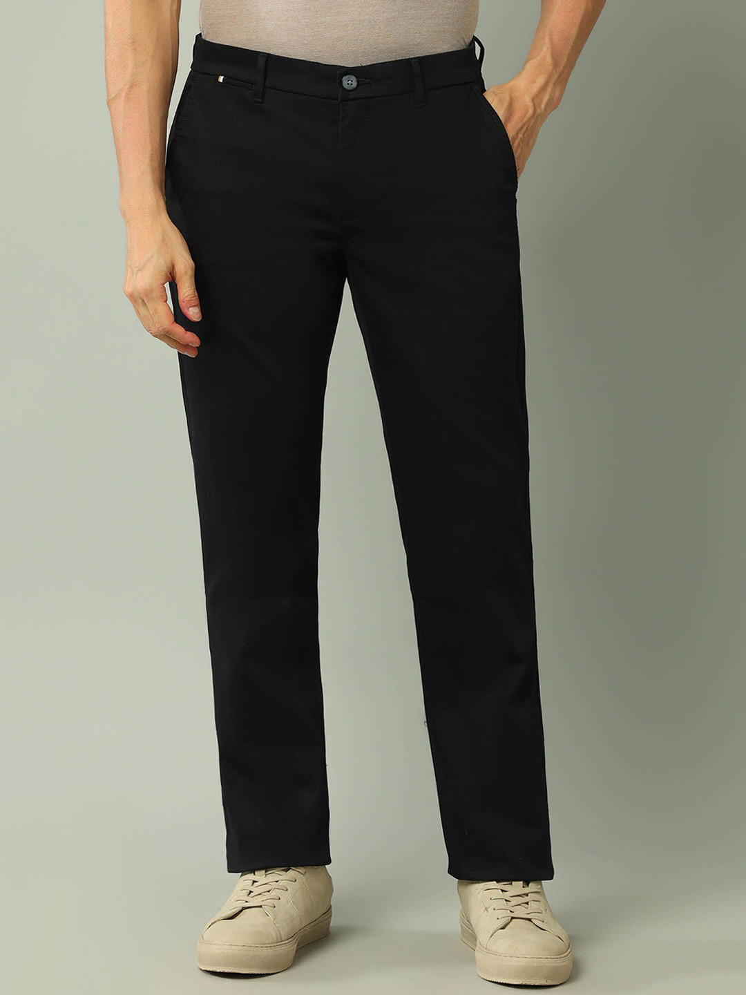 

Arrow Sport Men Classic Fit Mid-Rise Chinos Trousers, Black