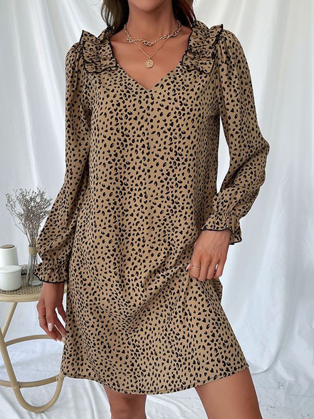 

StyleCast Women Animal Printed A-Line Mini Dress, Beige