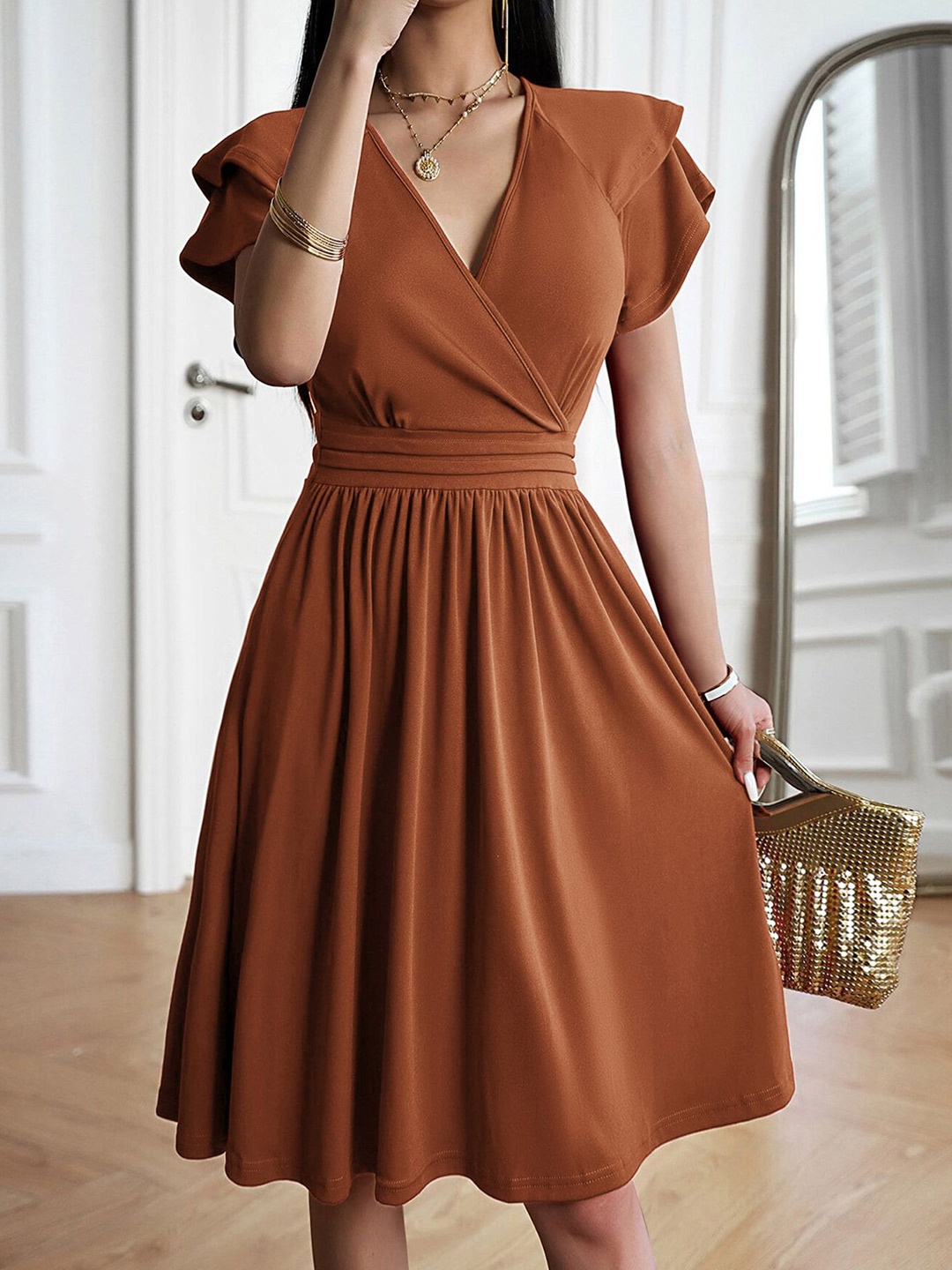 

StyleCast x Revolte Women Wrap Dress, Brown