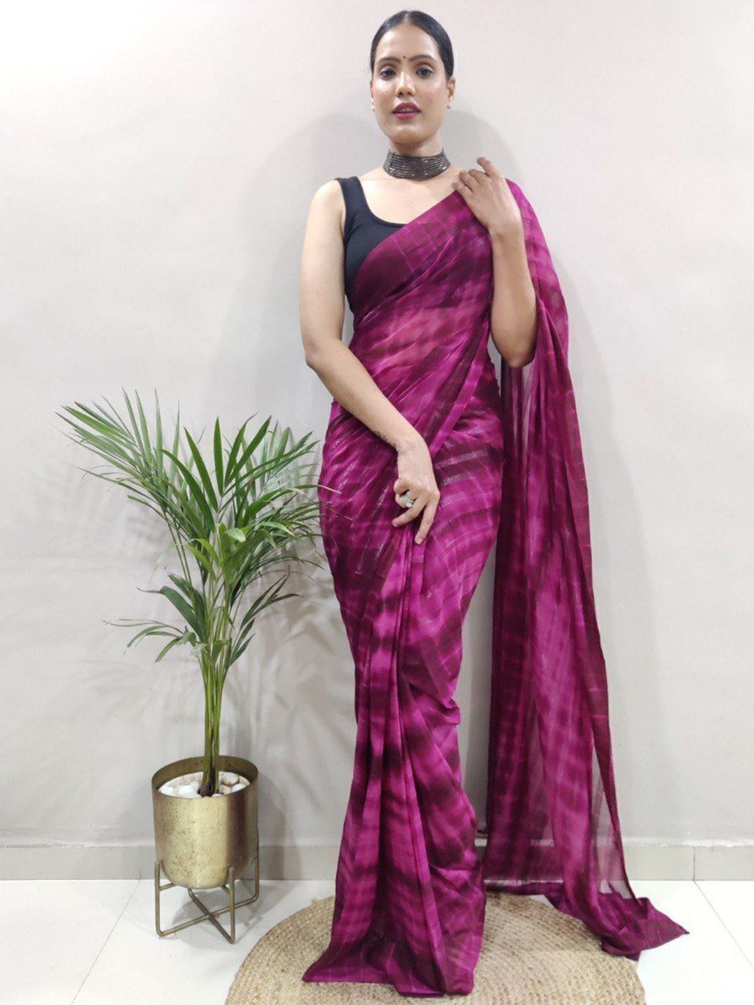 

bansari textiles Tie and Dye Patola Saree, Pink