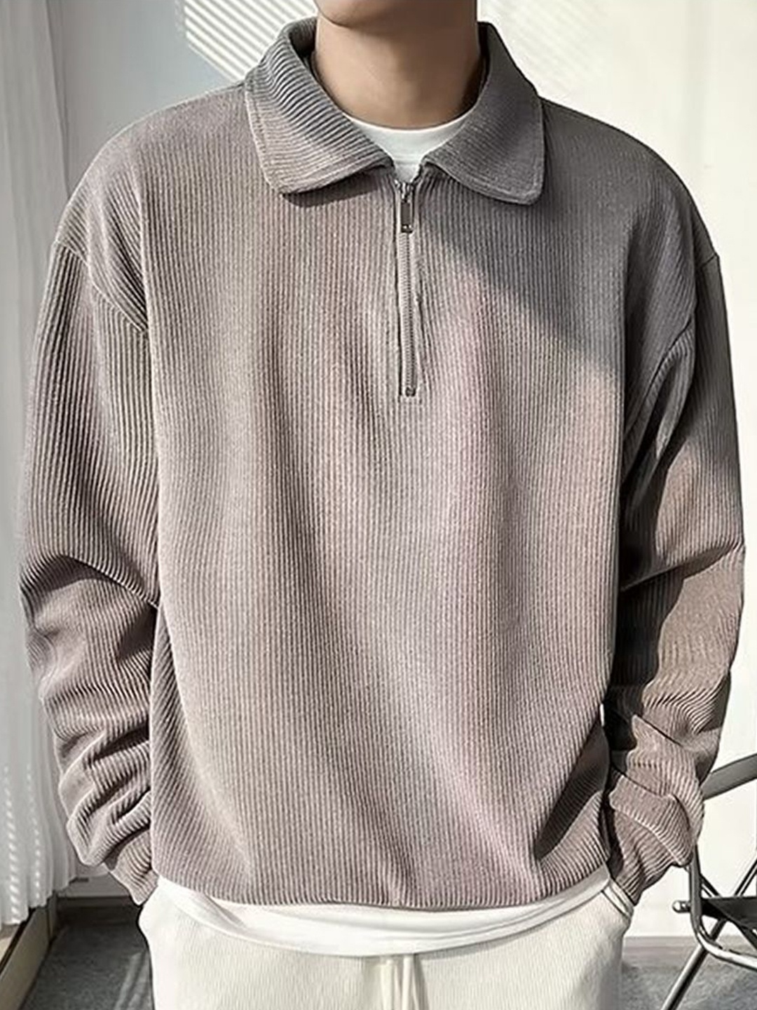 

StyleCast x Revolte Men Shirt Collar Sweatshirt, Grey