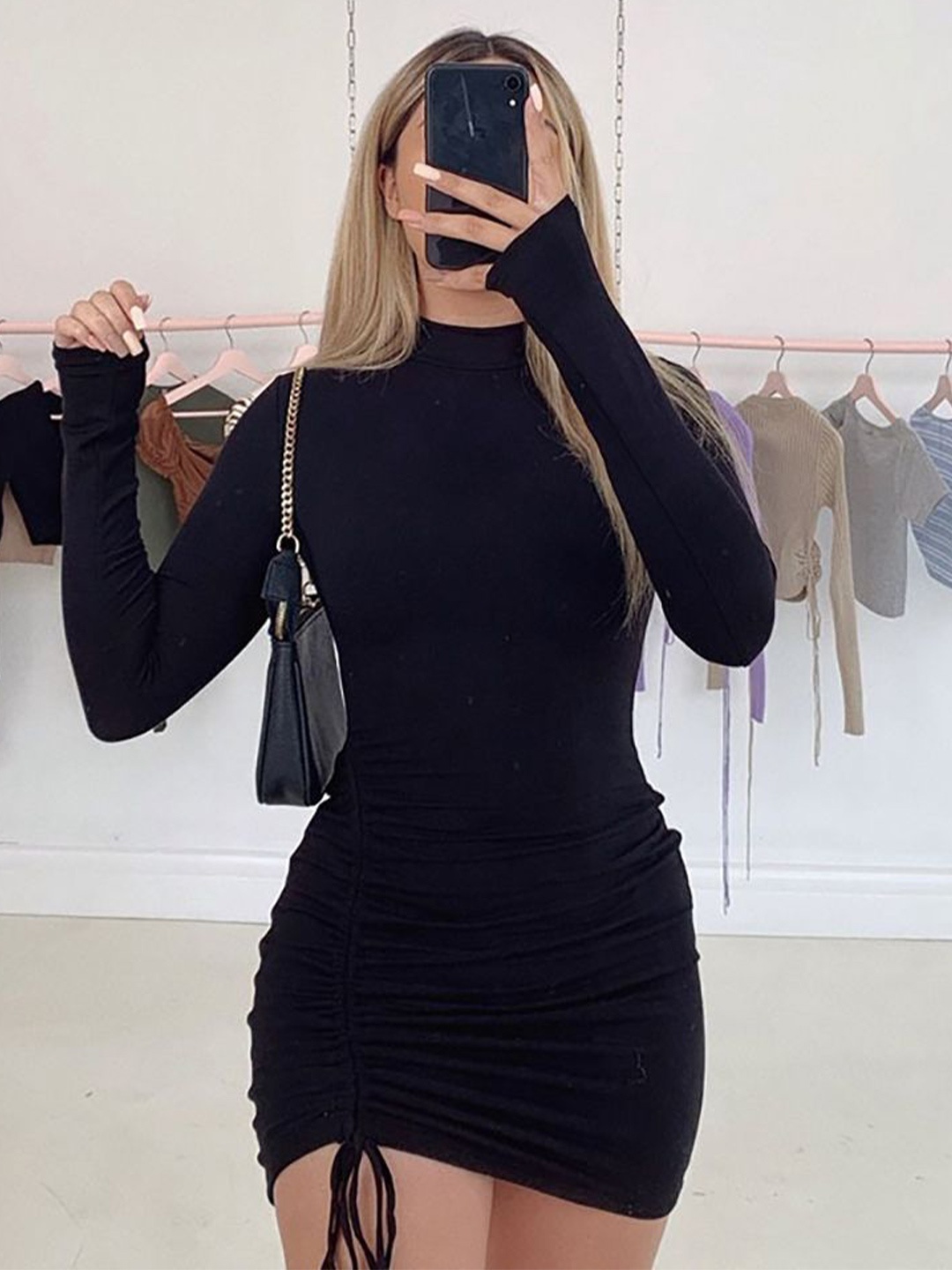 

StyleCast x Revolte Women Chiffon Bodycon Mini Dress, Black