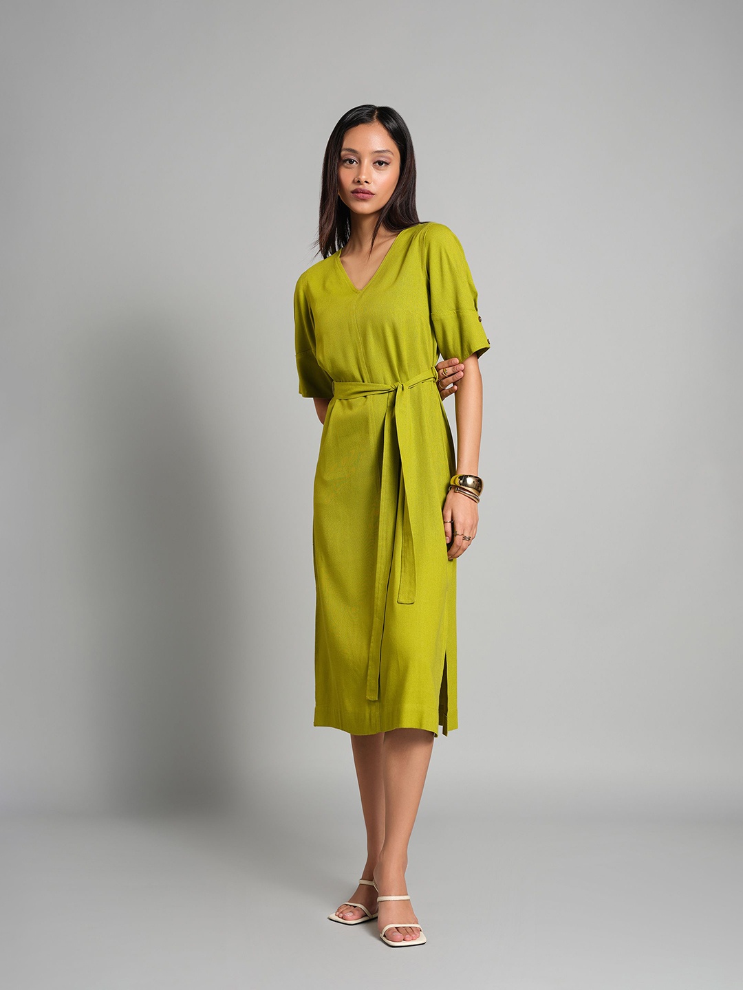 

AND A-Line Midi Dress, Green