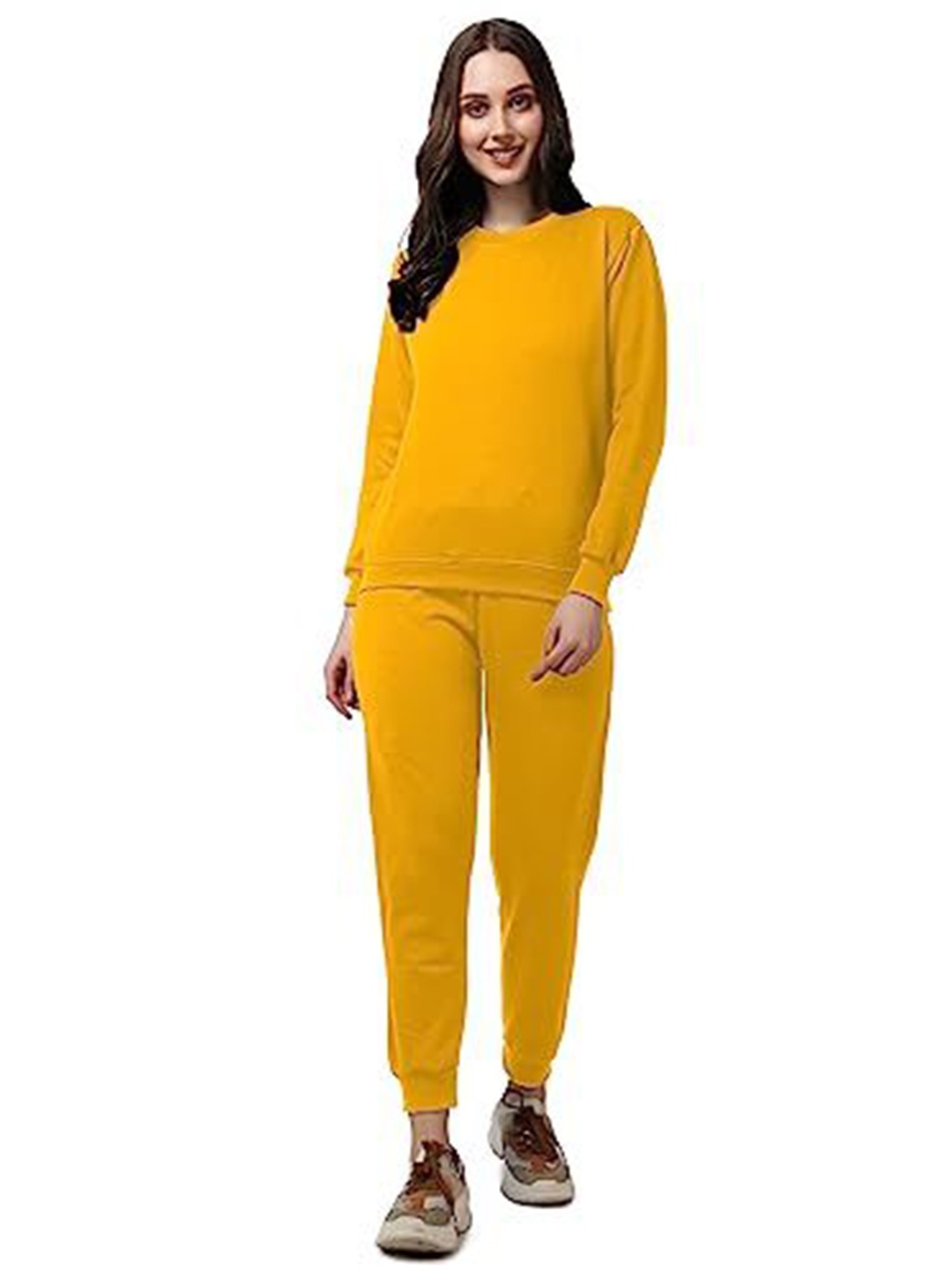 

NOTWILD Women Colourblocked Hooded Sweatshirt, Mustard