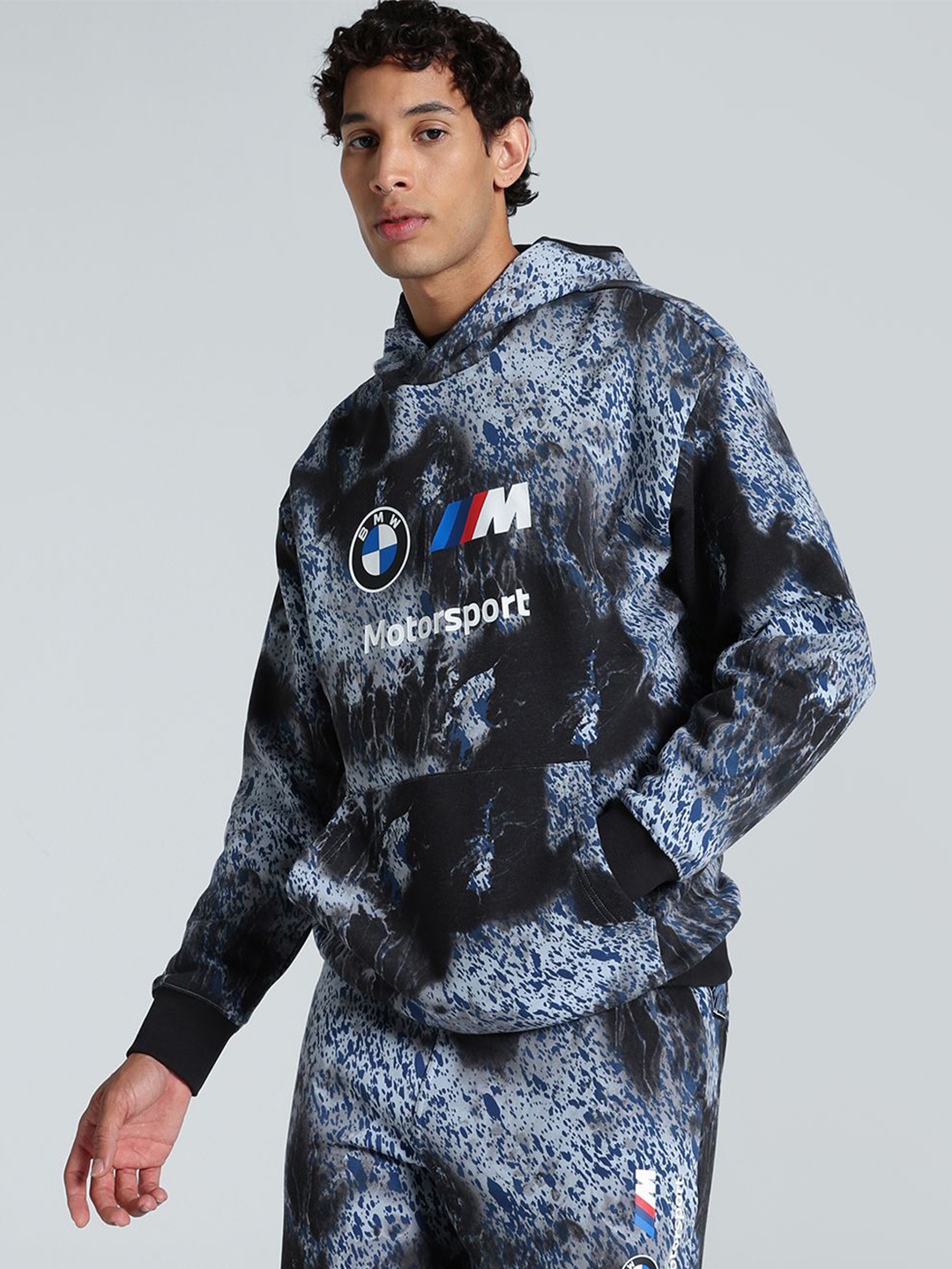 

PUMA BMW M Motorsport Colour Splash All-over Print Men's Relaxed Fit Cotton Hoodie, Black