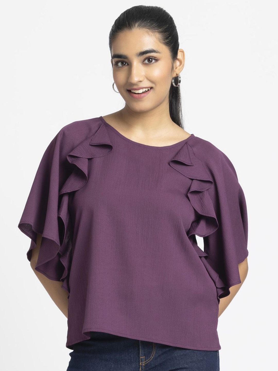 

SHAYE Crepe Top, Purple