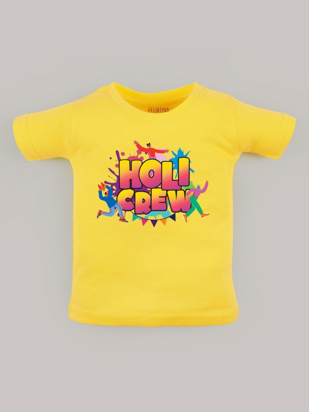 

FFLIRTYGO Unisex Kids Graphic Printed Round Neck Cotton T-shirt, Yellow