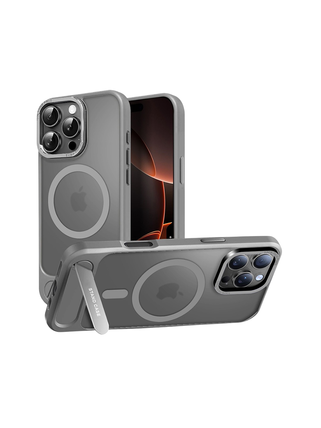 

Karwan Matte Compatible with Stand Magnetic iPhone 16 Pro Max Back Case, Grey