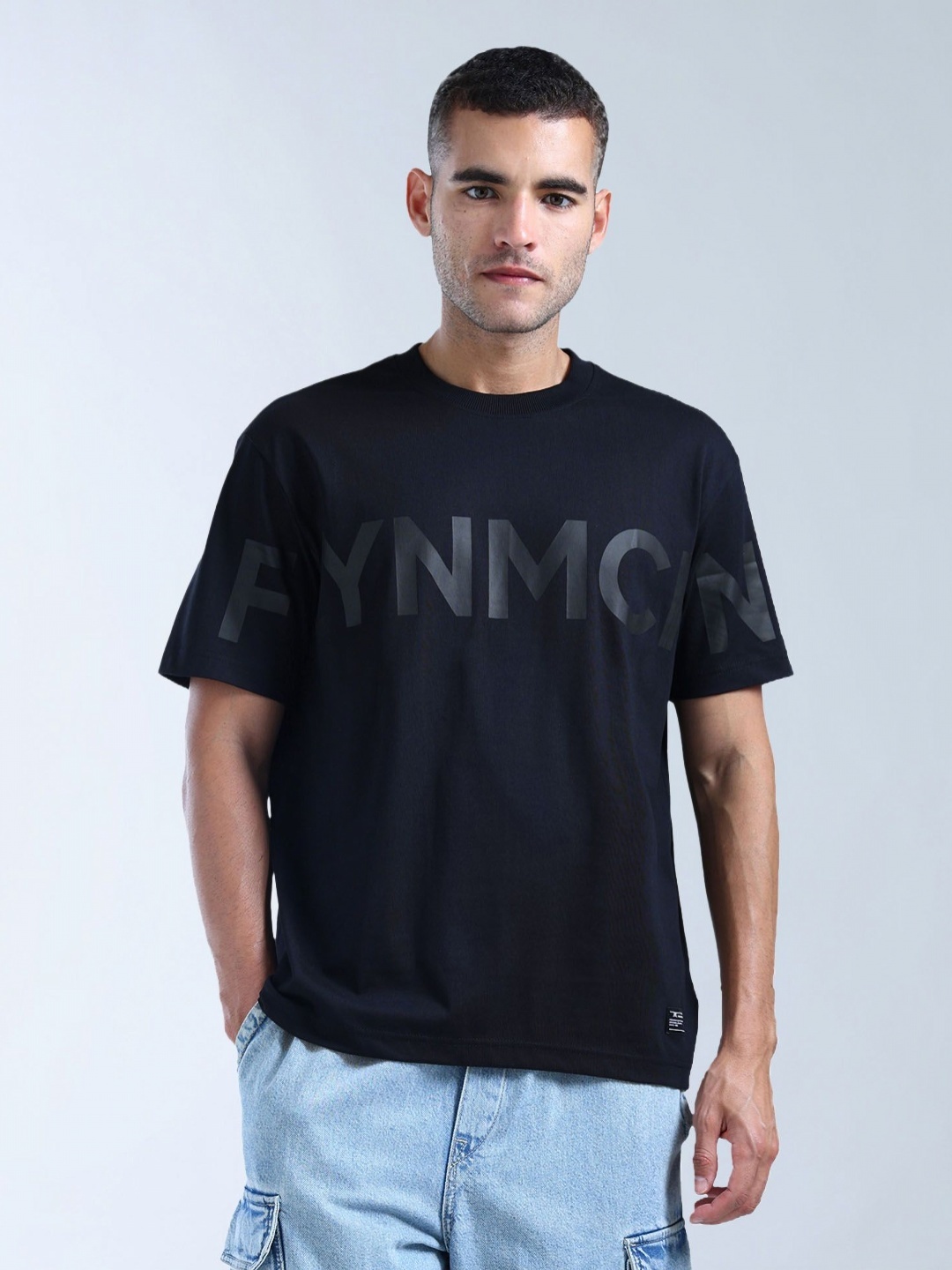 

Flying Machine Men Brand Logo Printed Pockets T-shirt, Black