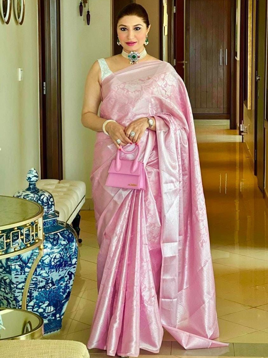 

bansari textiles Woven Design Patola Saree, Pink