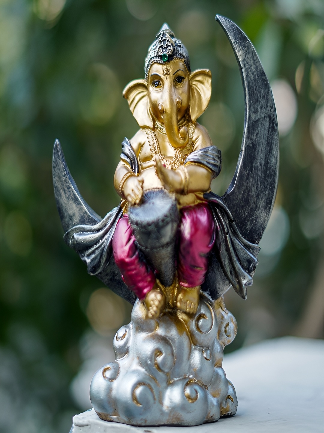 

Craftlayout Gold-Toned & Silver-Toned Lord Chand Ganesh Religious Idol Showpiece