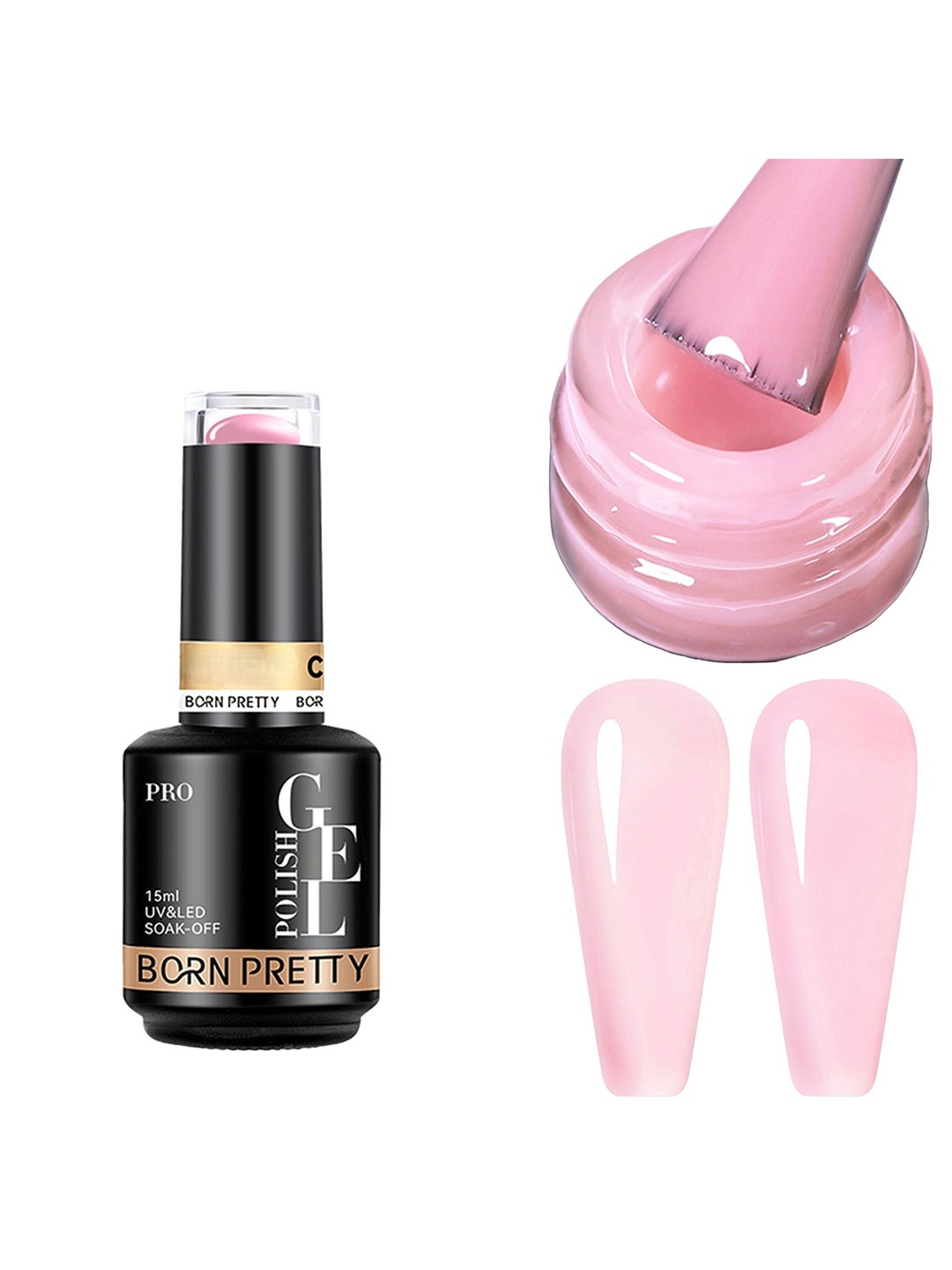 

BORN PRETTY UV & LED Soak Off Long Lasting Gel Nail Polish - 15 ml - C160, Pink