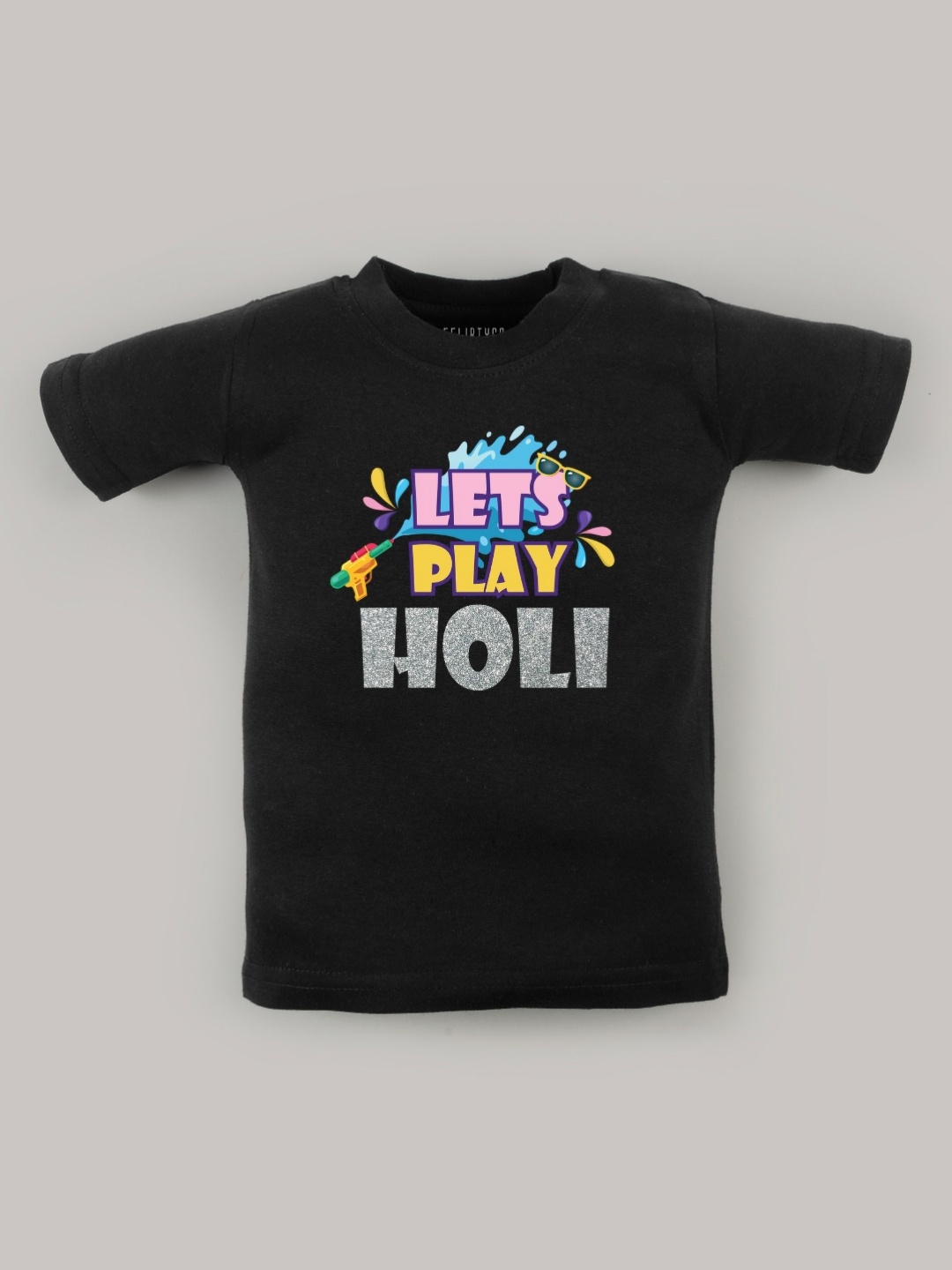 

FFLIRTYGO Unisex Kids Graphic Printed Round Neck Cotton T-shirt, Black