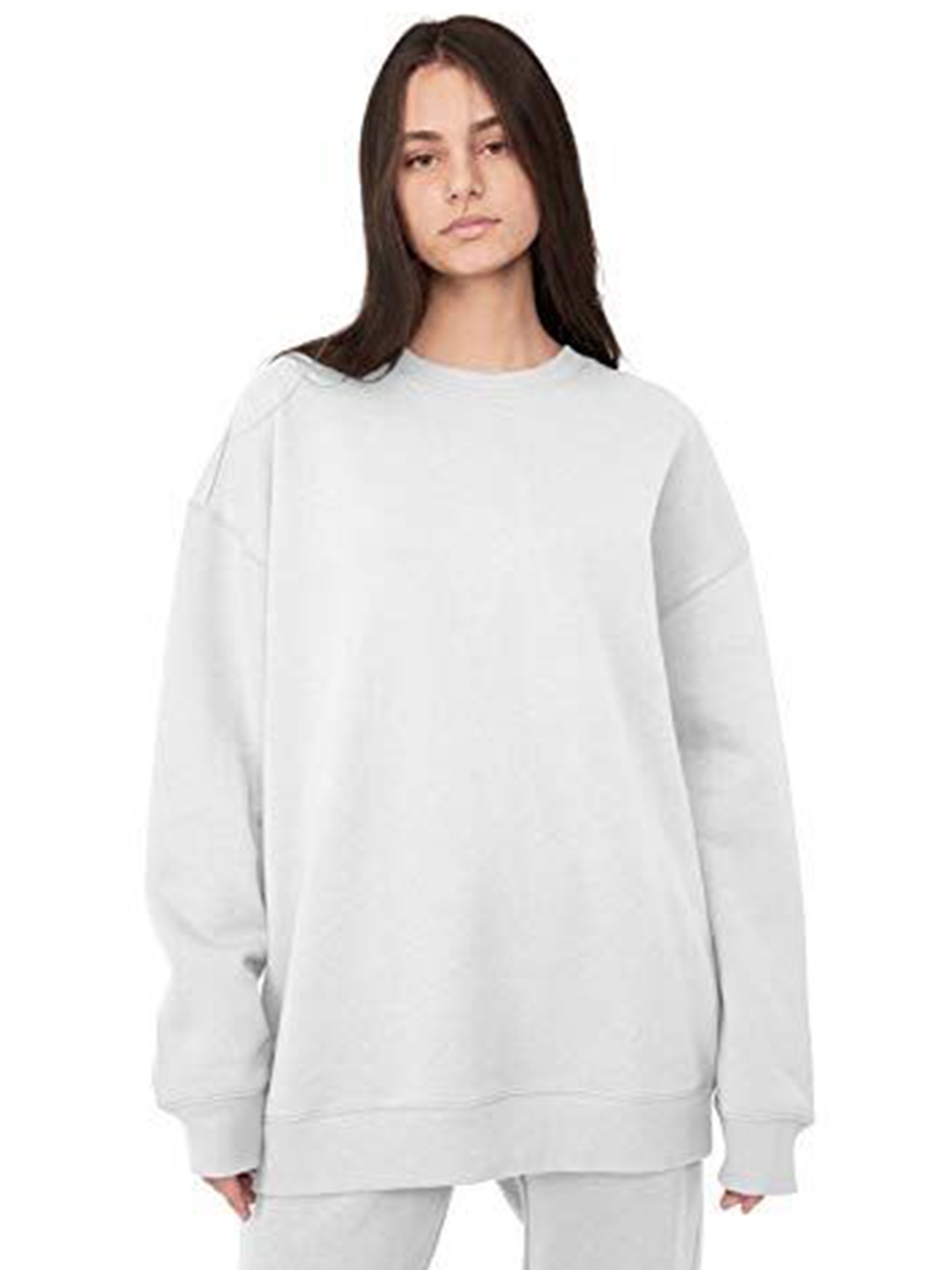 

NOTWILD Women Round Neck Sweatshirt, White