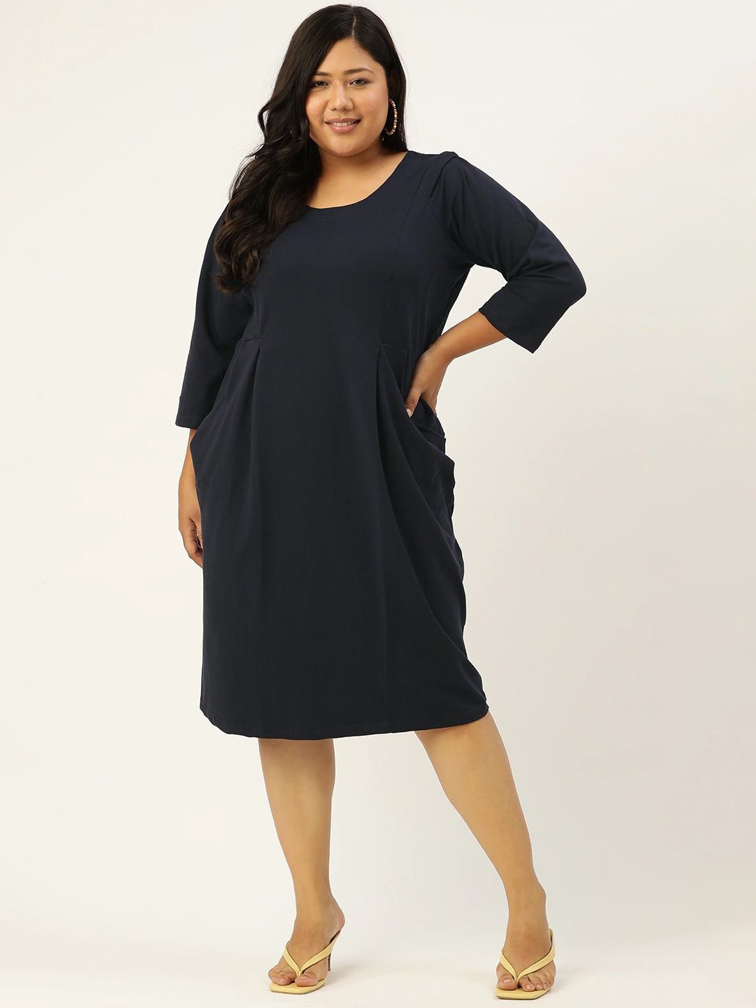 

theRebelinme Women Plus Size A-Line Dress, Navy blue